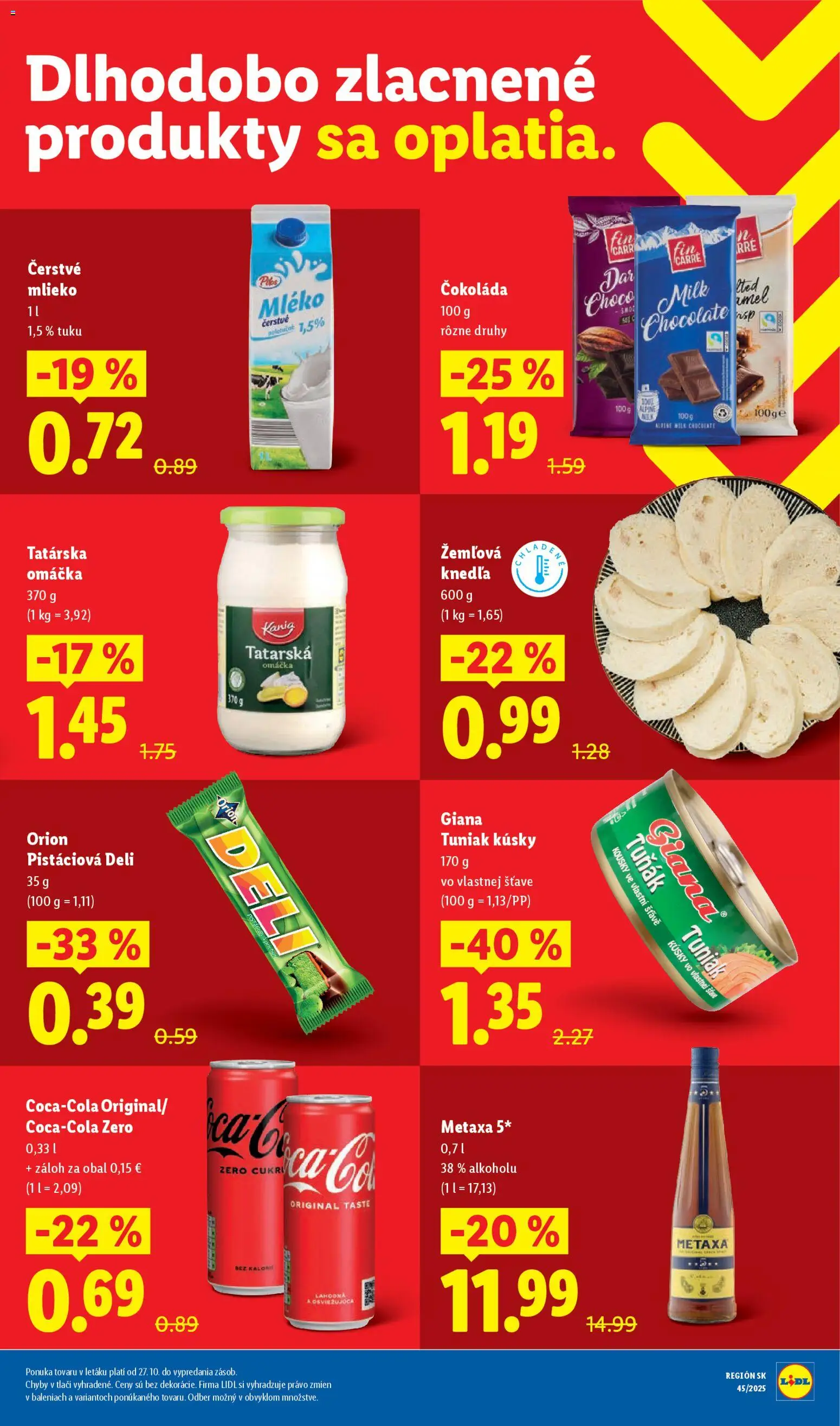 Nové Lidl akcie – leták je platný od 06.11.2025 | Strana: 3 | Produkty: Čokoláda, Brandy, Tatárska omáčka, Cola