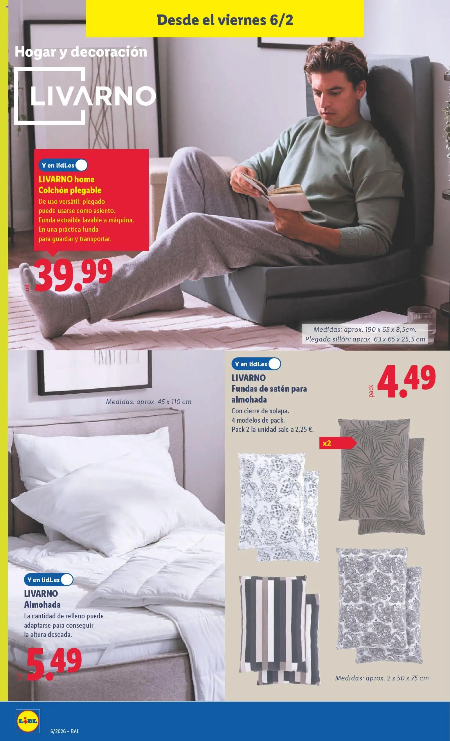 Lidl folleto de bazar │ válido desde el 02.02.2026 | Página: 20 | Productos: Colchon, Funda, Almohada, Sillón