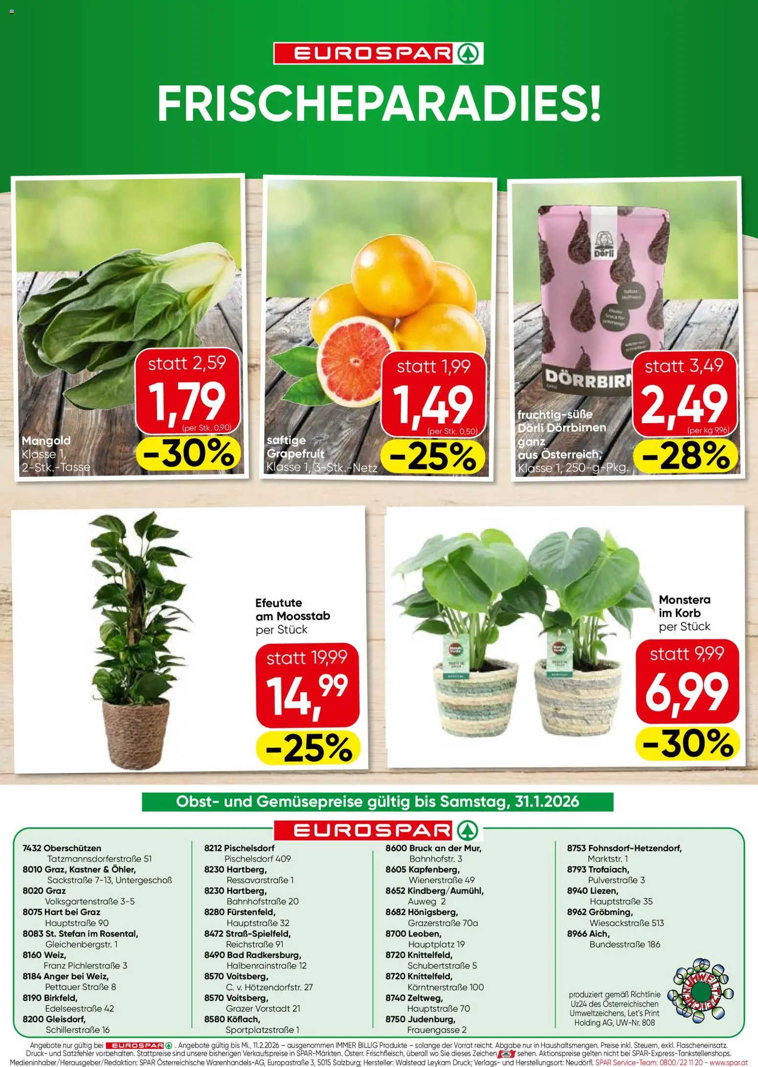 Eurospar Flugblatt - Steiermark gültig ab 29.01.2026 | Seite: 16 | Produkte: Grapefruit, Obst, Bad, Korb