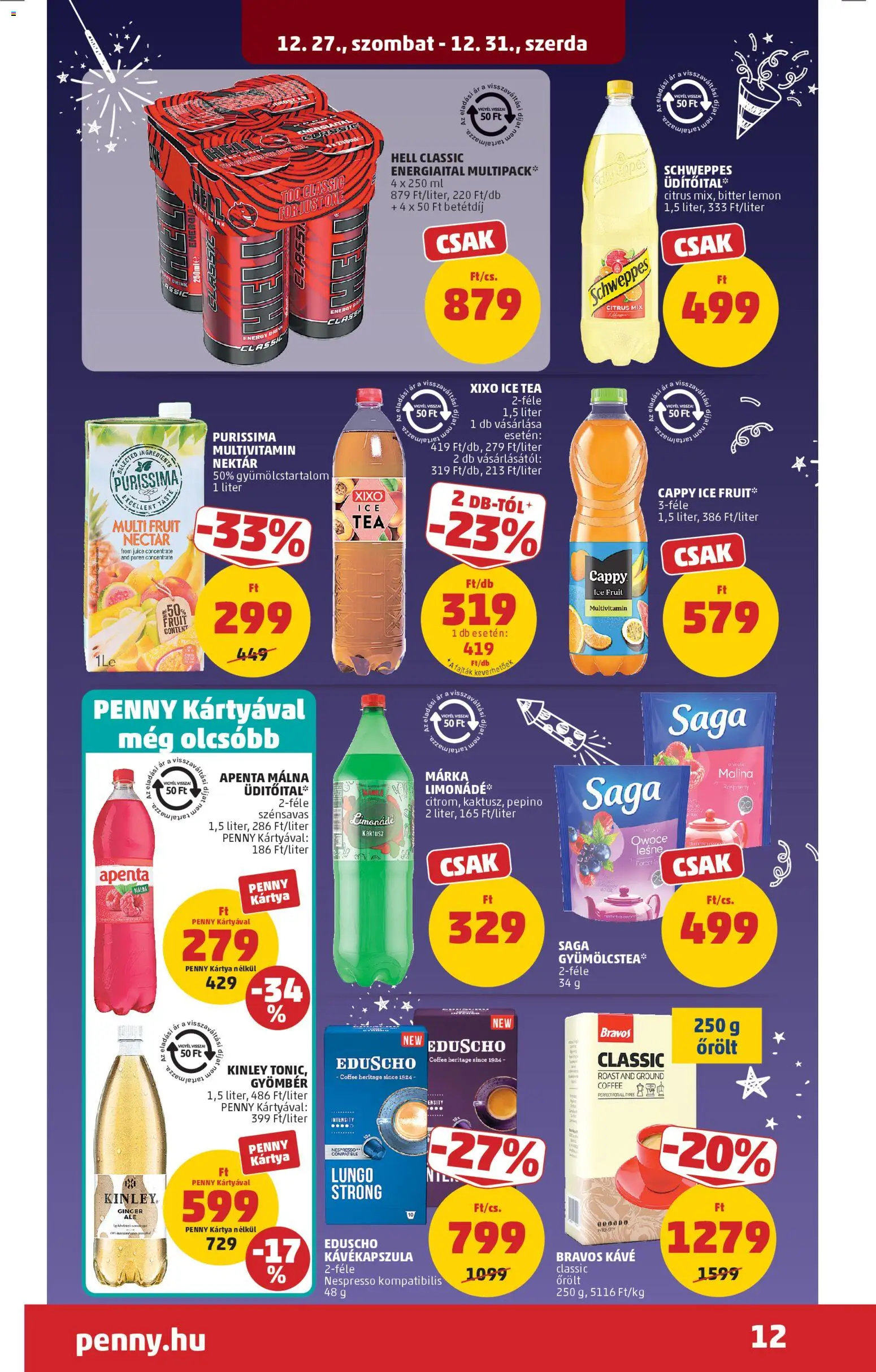 PENNY akciós ujság - amely érvényes a következő dátumtól: 27.12.2025 | Oldal: 16 | Termékek: Ice tea, Limonádé, Tea, Multivitamin