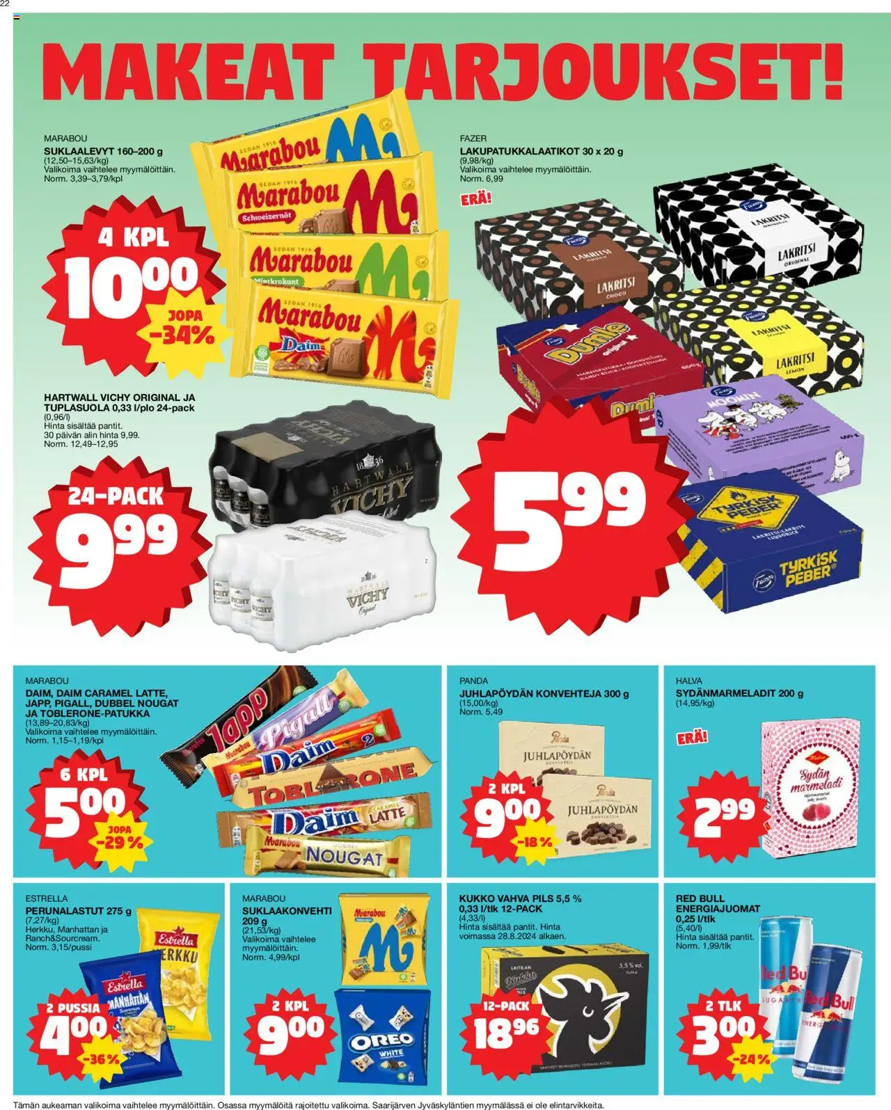 Tokmanni tarjoukset – voimassa 13.10.2025 alkaen | Sivu: 22 | Tuotteet: Oreo, Suklaalevyt, Lakritsi