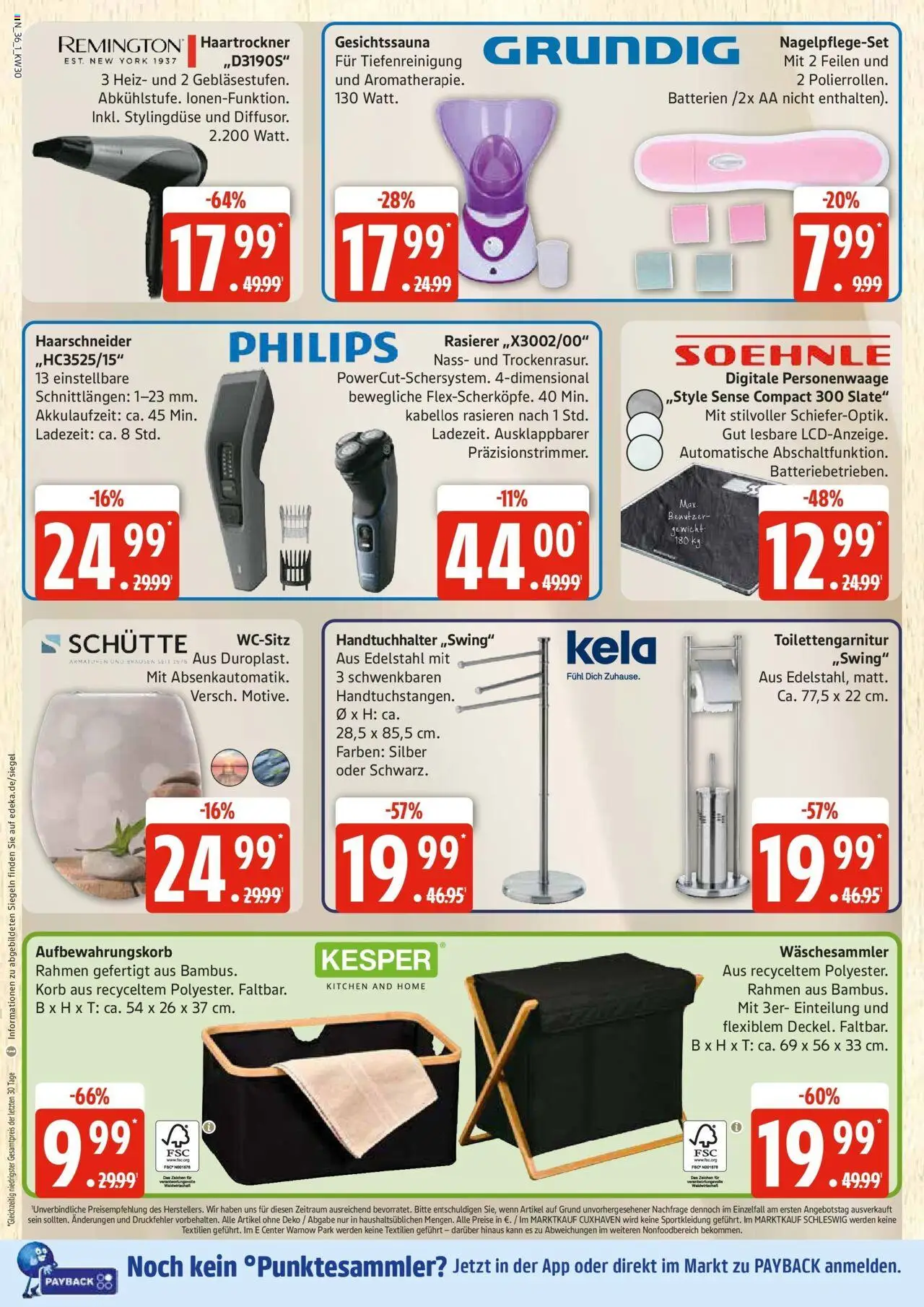 Edeka prospekt Rostock	 - gültig ab dem 20.07.2025 | Seite: 36 | Produkte: Haartrockner, Korb, Personenwaage, Handtuchhalter