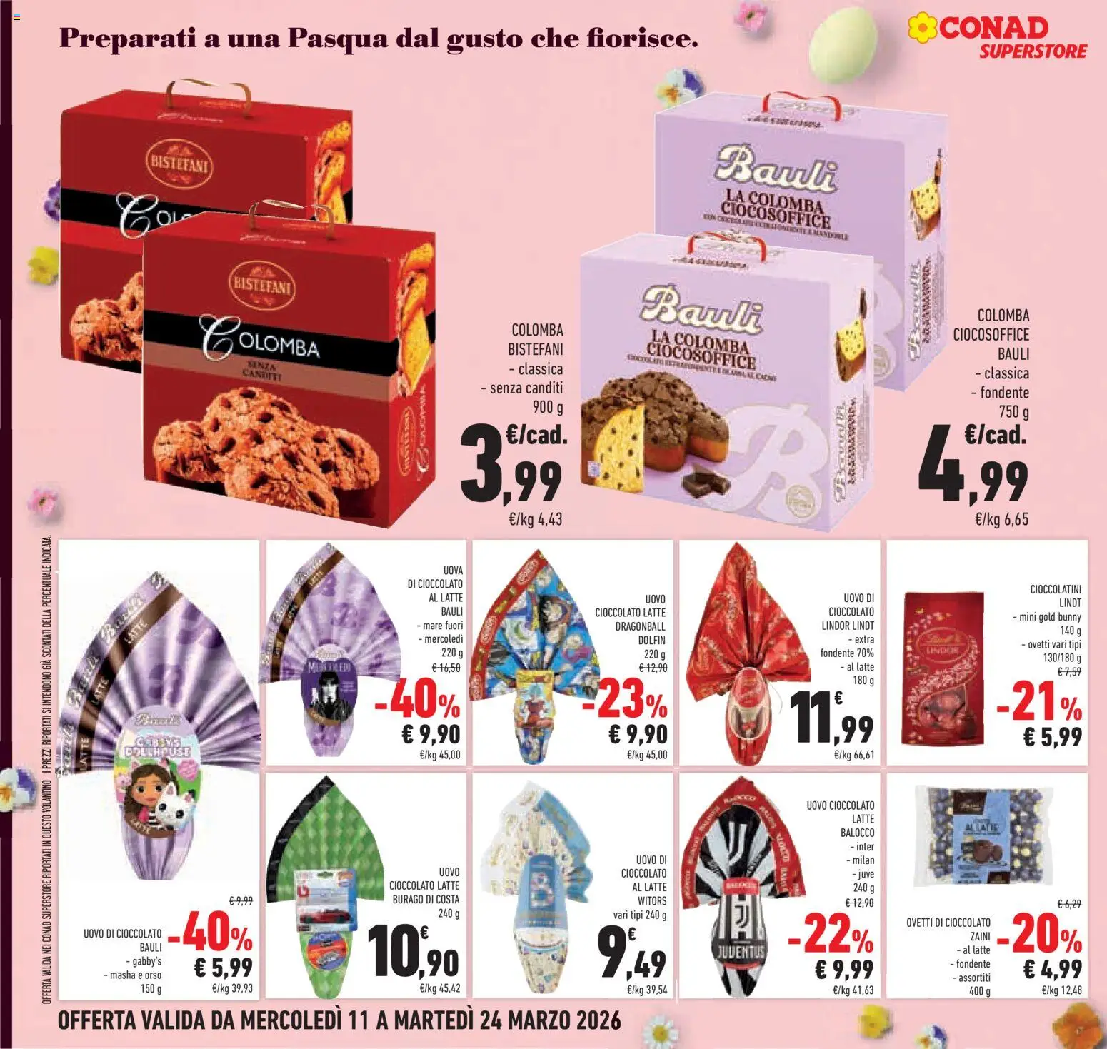 Volantino Conad del 11.03.2026 | Pagina: 20 | Prodotti: Uova, Cioccolato, Latte, Cioccolatini