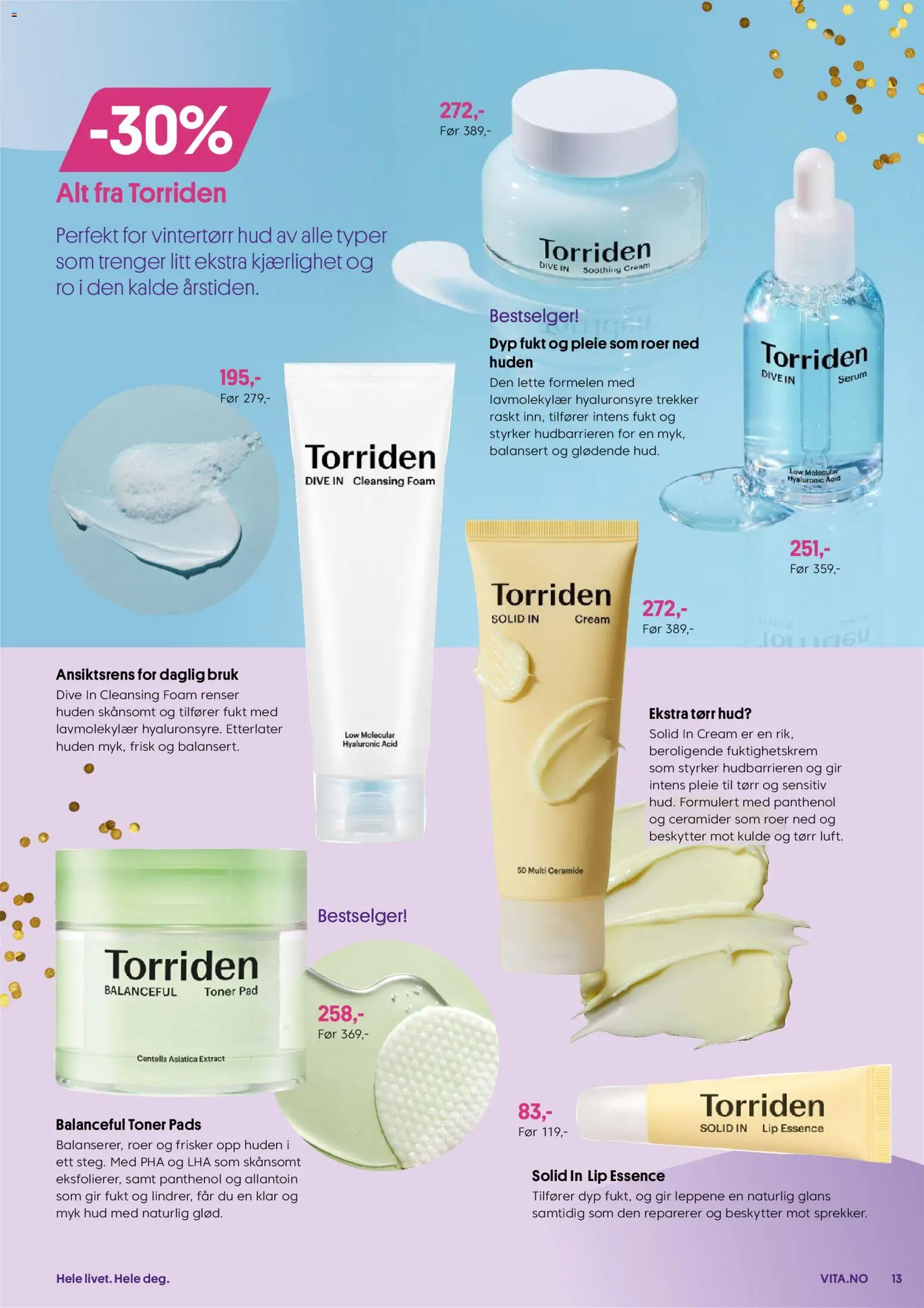 {H1} | Side: 13 | Produkter: Fuktighetskrem, Lip, Toner