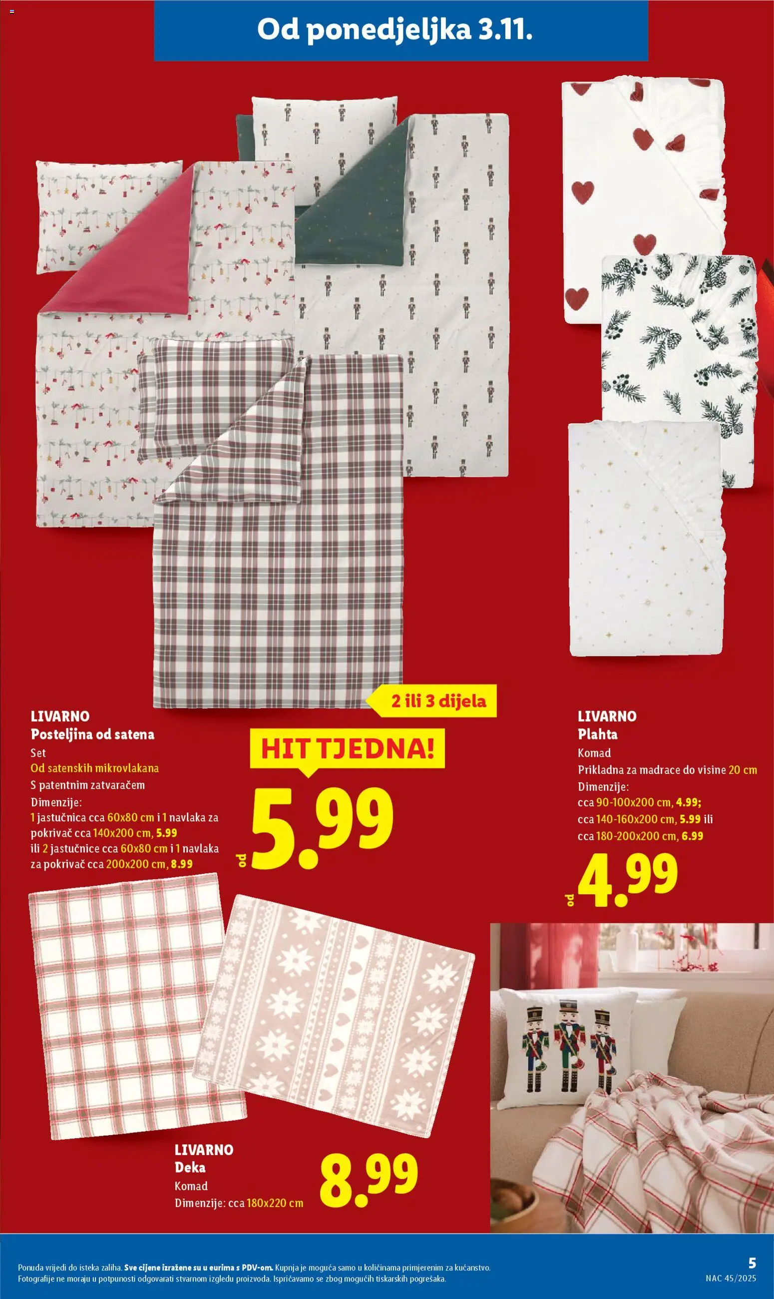 Lidl katalog | vrijedi od 03.11.2025 | Stranica: 5 | Proizvodi: Jastučnica, Plahta, Posteljina, Deka