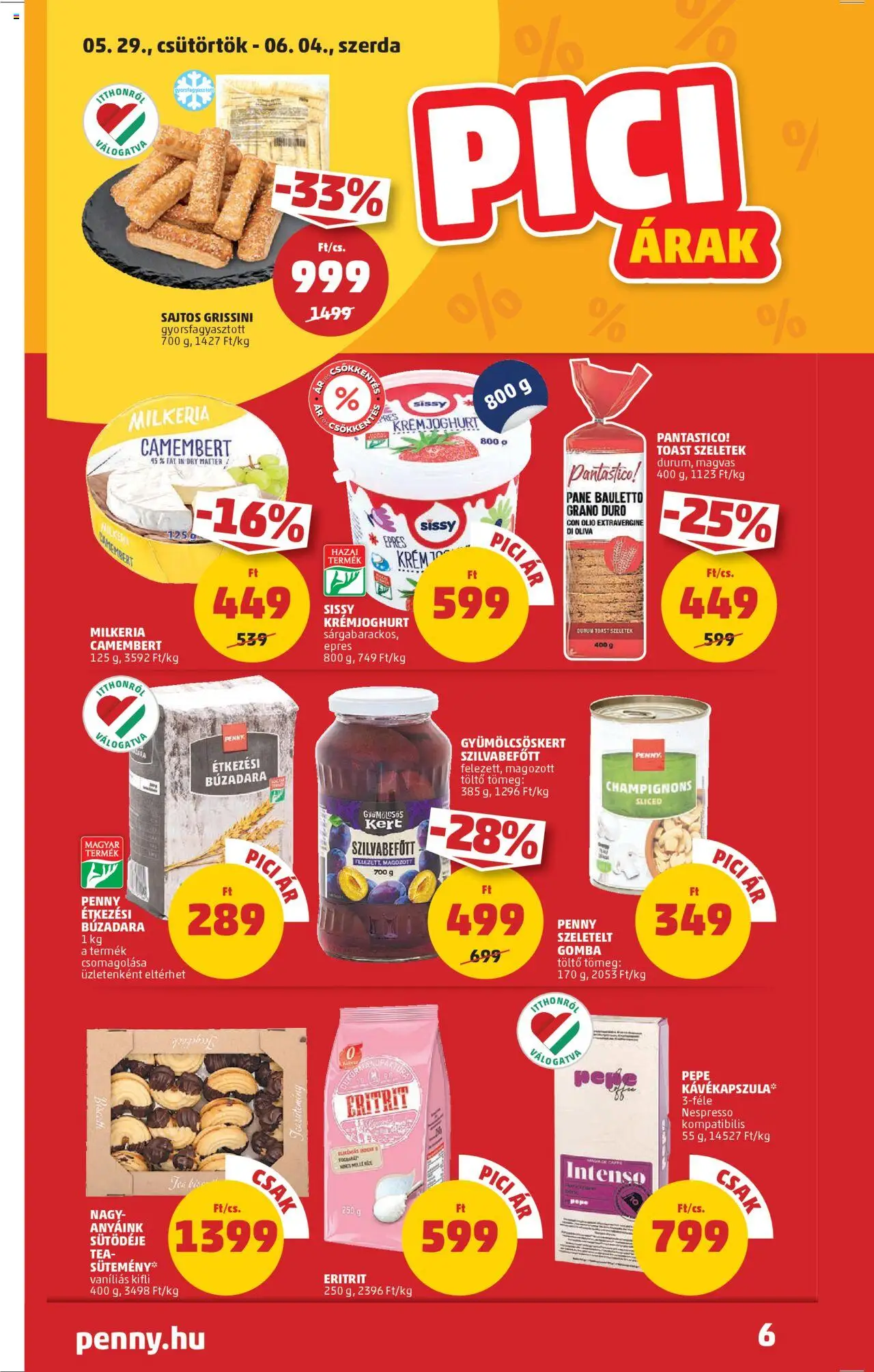 PENNY akciós ujság - amely érvényes a következő dátumtól: 29.05.2025 | Oldal: 8 | Termékek: Kifli, Gomba, Töltő, Szilvabefőtt