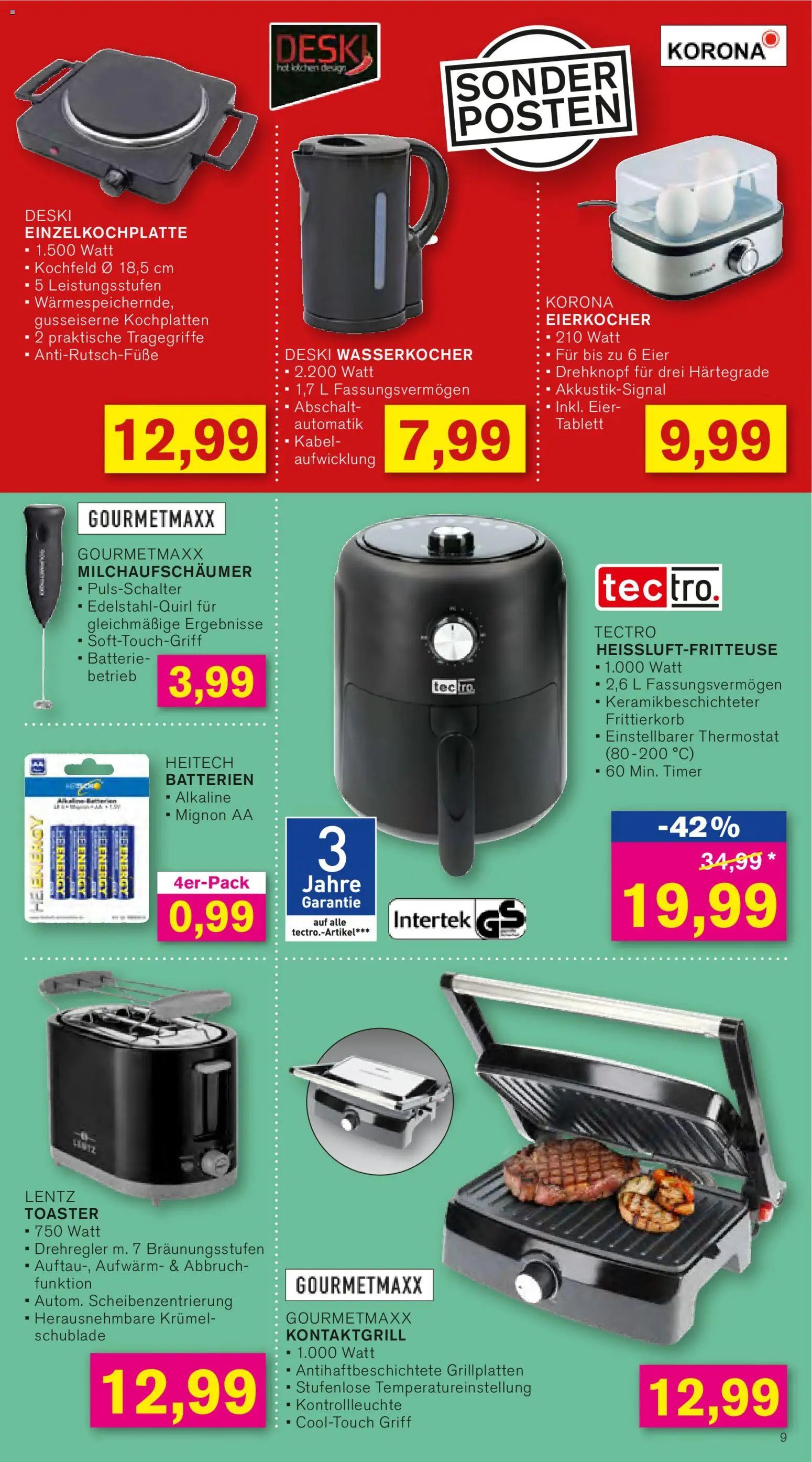 KODi Prospekt 	 – gültig ab 13.04.2026 | Seite: 9 | Produkte: Toaster, Batterien, Eierkocher, Heißluftfritteuse