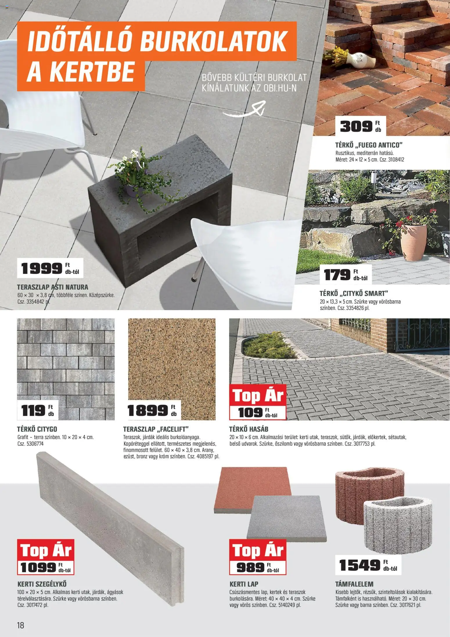 OBI akciós ujság - amely érvényes a következő dátumtól: 02.03.2026 | Oldal: 18 | Termékek: Támfalelem, Szegélykő