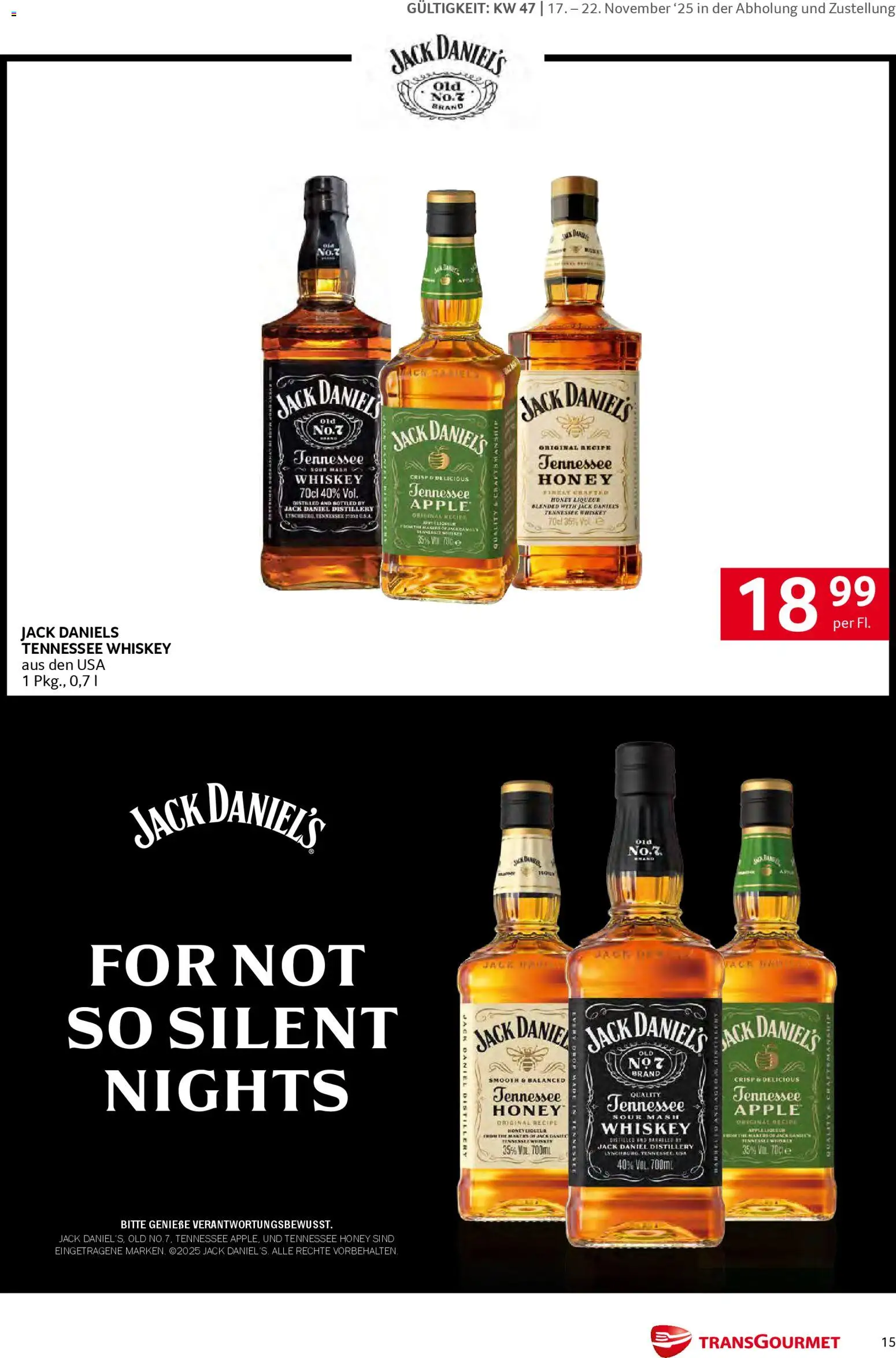 Transgourmet Markenfestwoche gültig ab 17.11.2025 | Seite: 15 | Produkte: Whiskey, Apple