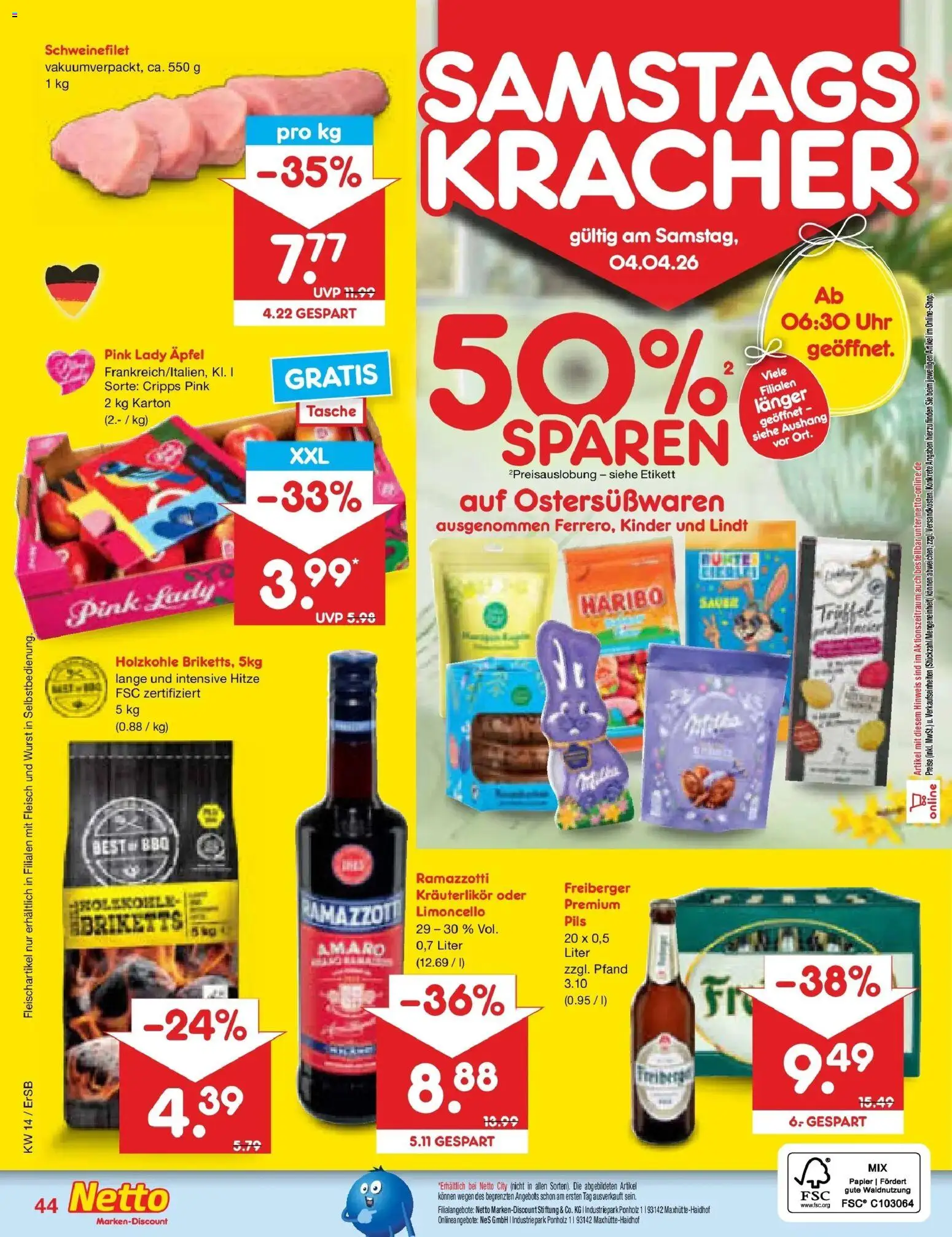 Netto Marken-Discount Prospekt Nordhausen	 – gültig ab 30.03.2026 | Seite: 58 | Produkte: Äpfel, Lindt, Fleisch, Ramazzotti