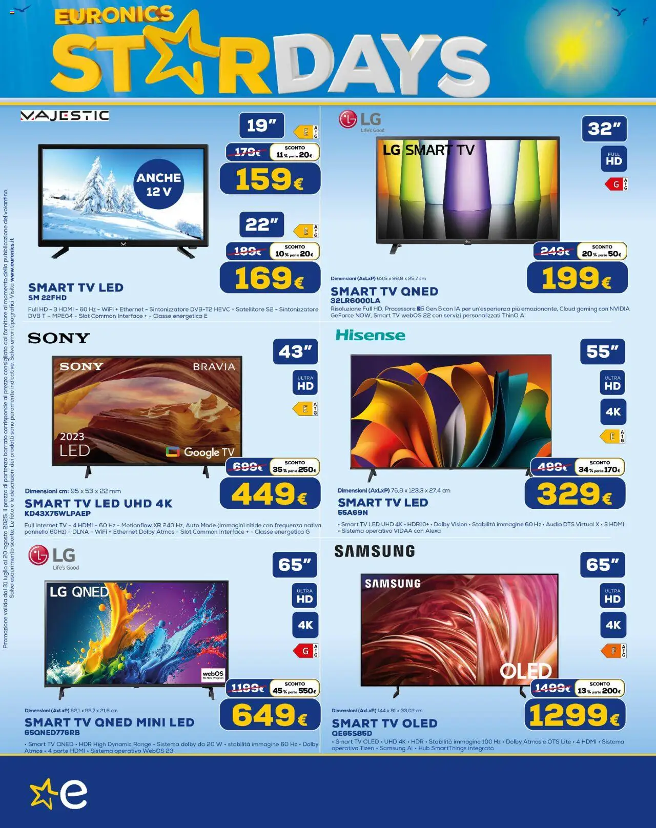Volantino Euronics del 31.07.2025 | Pagina: 2 | Prodotti: smart TV, TV, Audio, Samsung