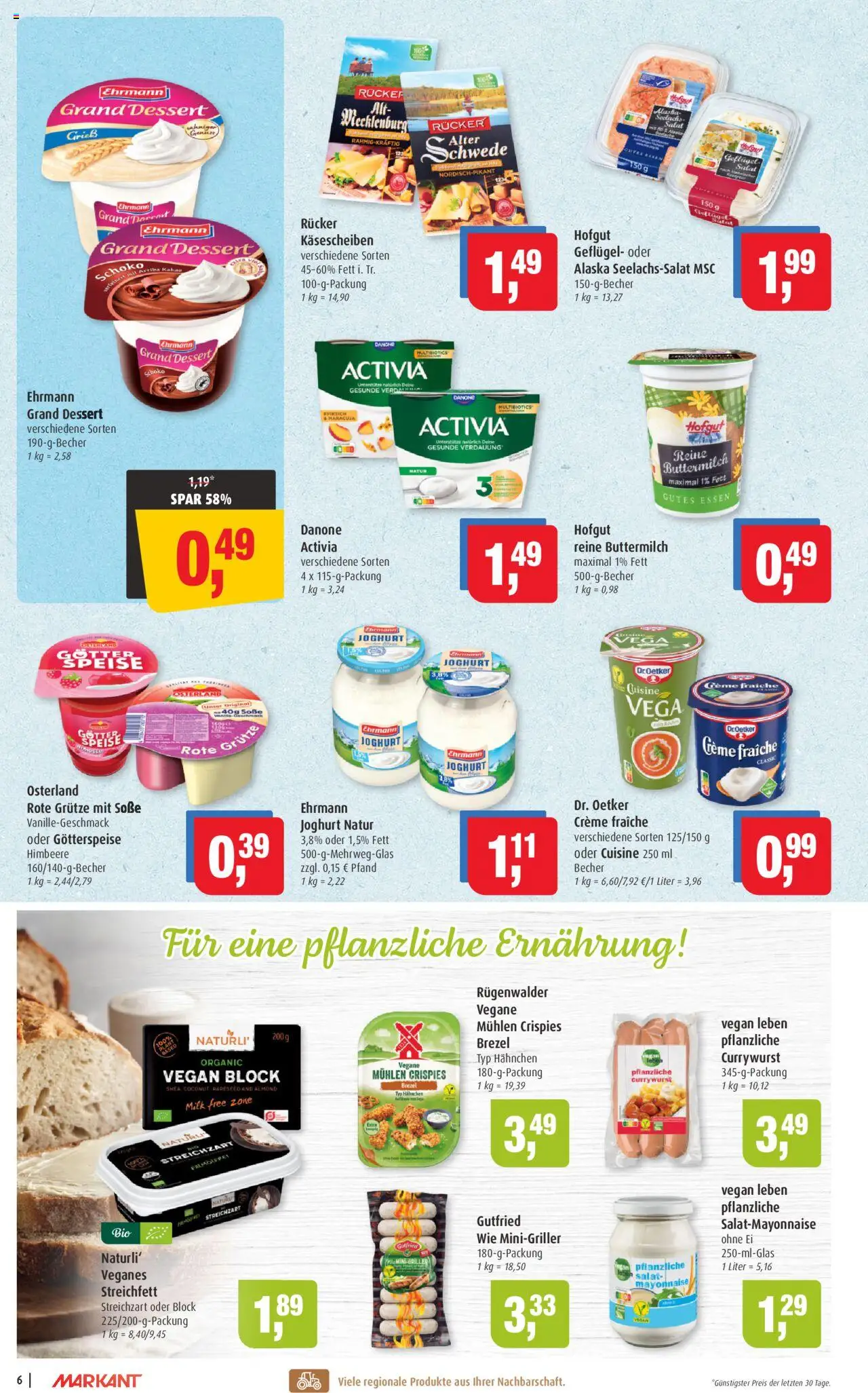 Markant Prospekt 	 - gültig ab dem 18.08.2025 | Seite: 6 | Produkte: Activia, Hahnchen, Ehrmann grand dessert, Himbeere