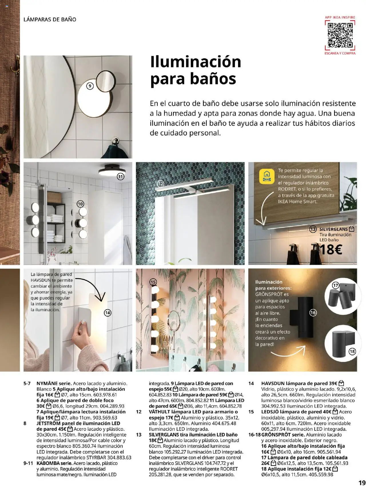 Catálogo IKEA Iluminación │ válido desde el 06.02.2025 | Página: 19 | Productos: Lámpara de pared, Cable, Armario, Lámpara
