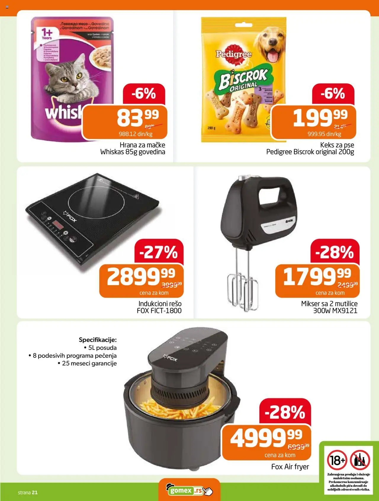 Gomex katalog - važi od 10.09.2025 | Strana: 21 | Proizvode: Govedina, Keks, Hrana za mačke, Whiskas