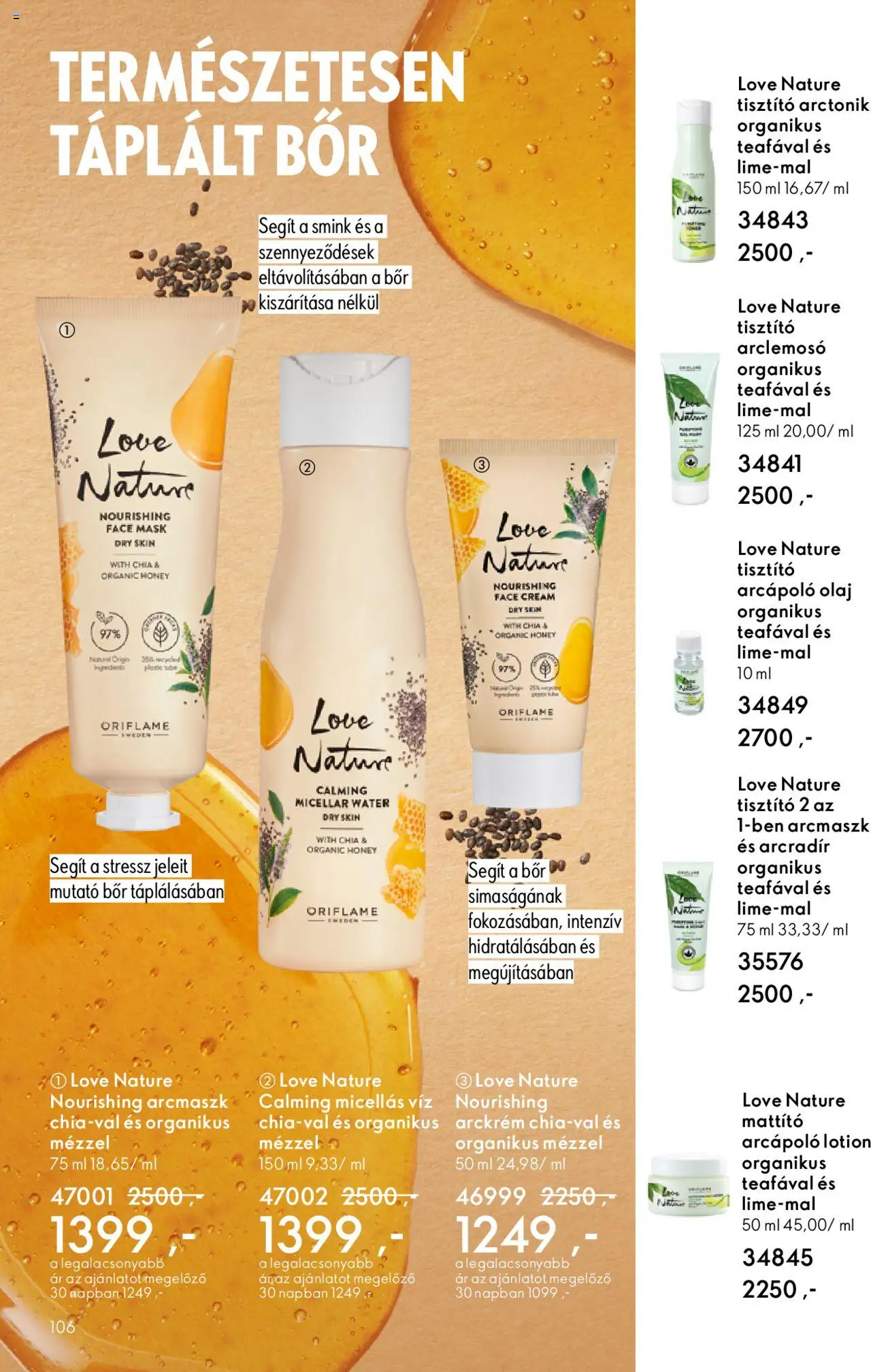 Oriflame akciós ujság - amely érvényes a következő dátumtól: 01.10.2025 | Oldal: 106 | Termékek: Micellás víz, Arckrém, Olaj, Bor