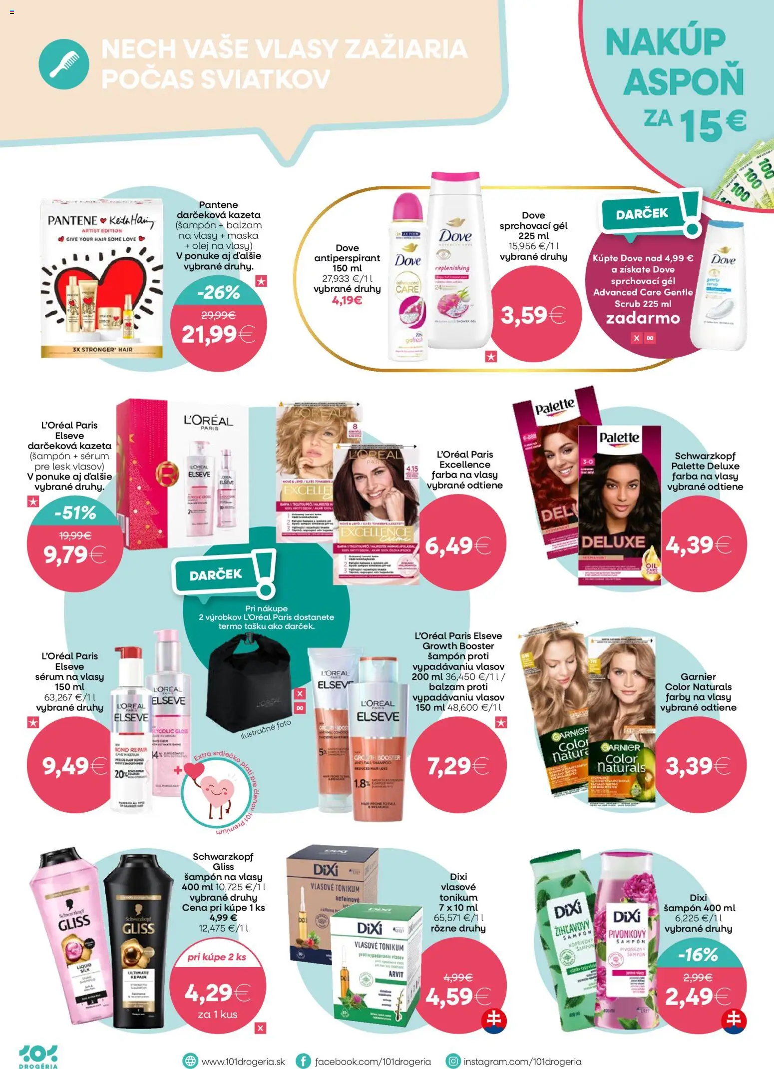 Nové 101 drogerie akcie – leták je platný od 03.12.2025 | Strana: 2 | Produkty: Olej na vlasy, Farba na vlasy, Maska, Antiperspirant