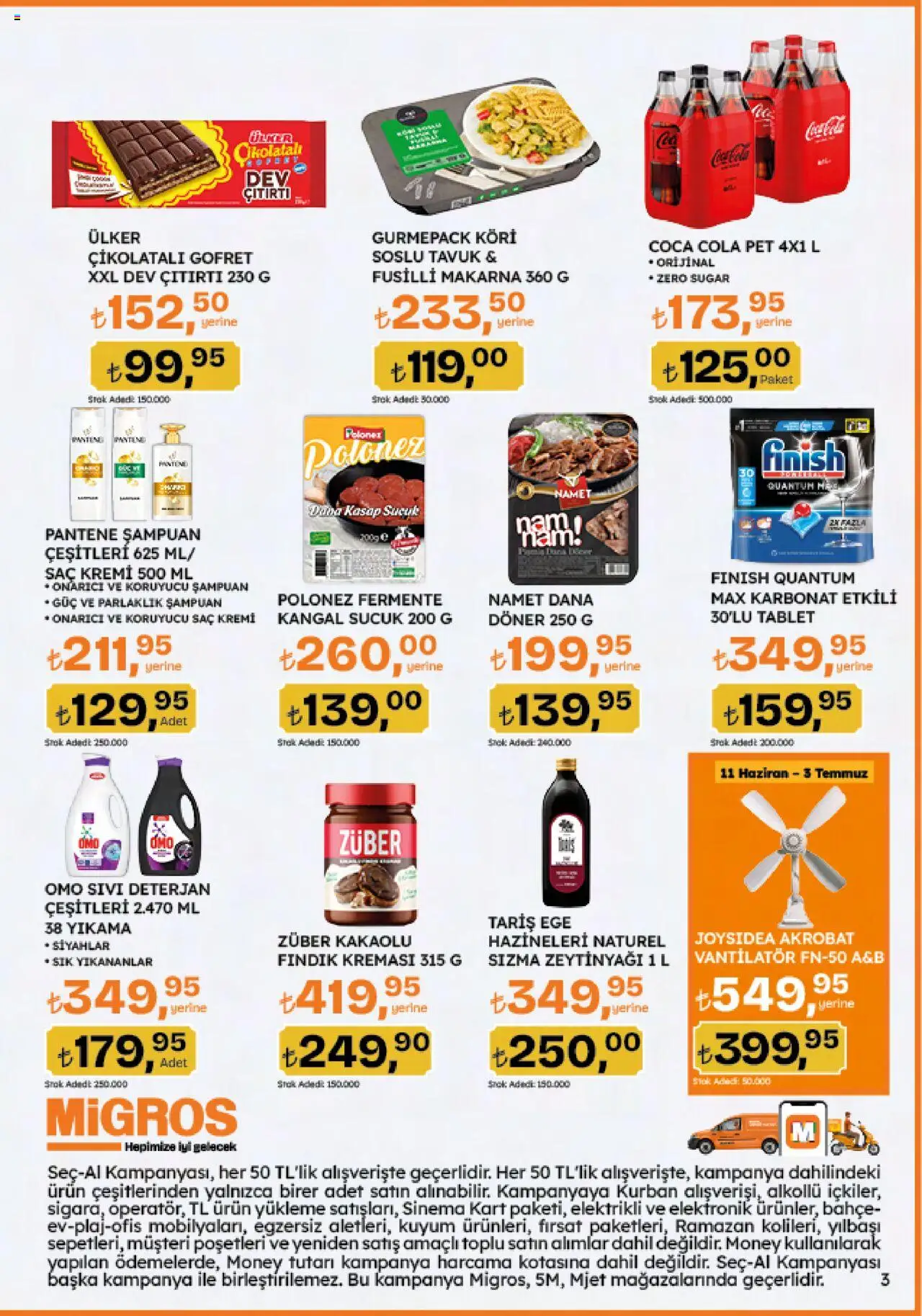 Migros Katalog - Migroskop - 26.06.2025 tarihinden itibaren geçerlidir | Sayfa: 3 | Ürünler: Döner, Şampuan, Çikolatalı gofret, Vantilatör