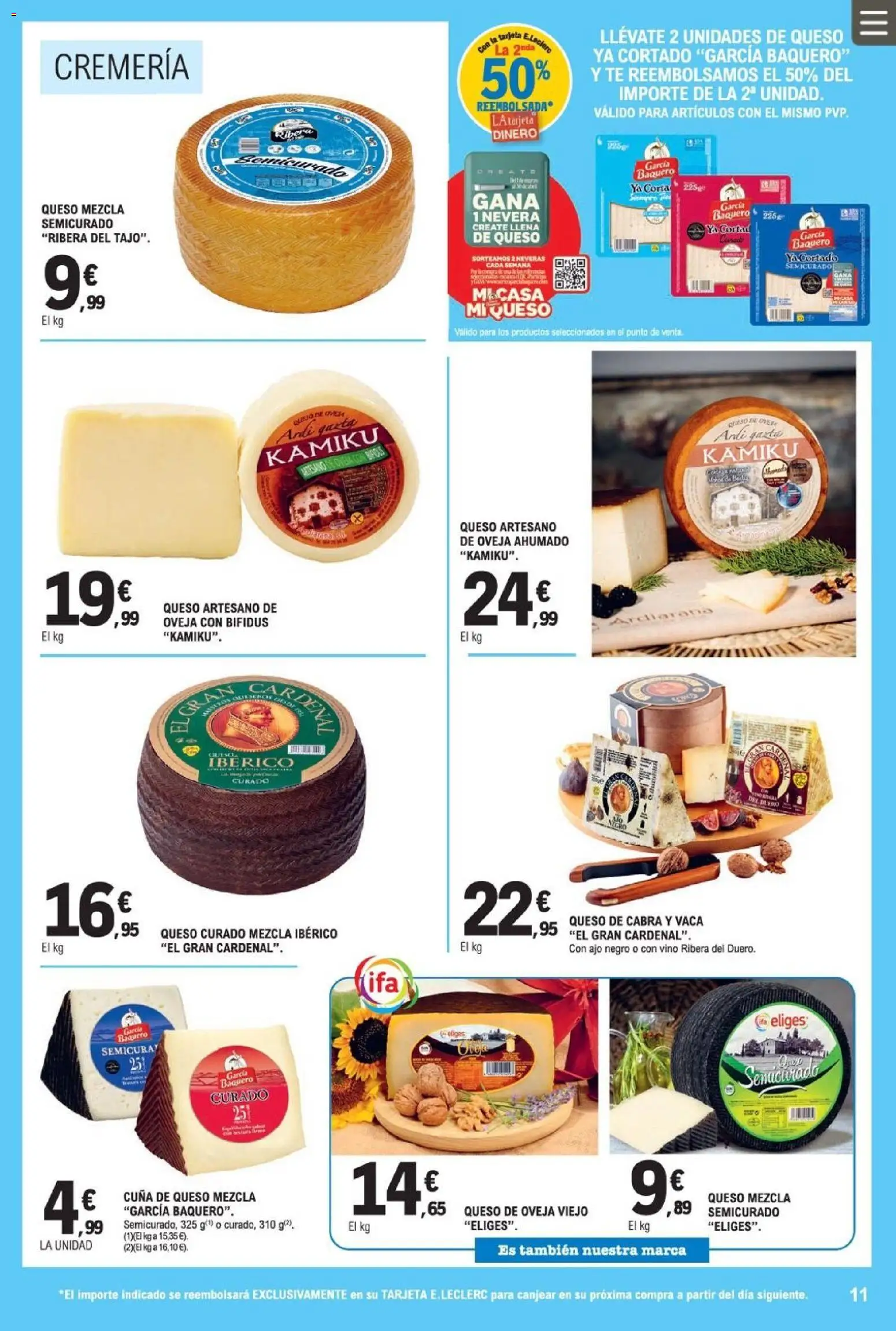 E.Leclerc folleto │ válido desde el 08.04.2026 | Página: 11 | Productos: Queso de oveja, Vino, Nevera, Cuna