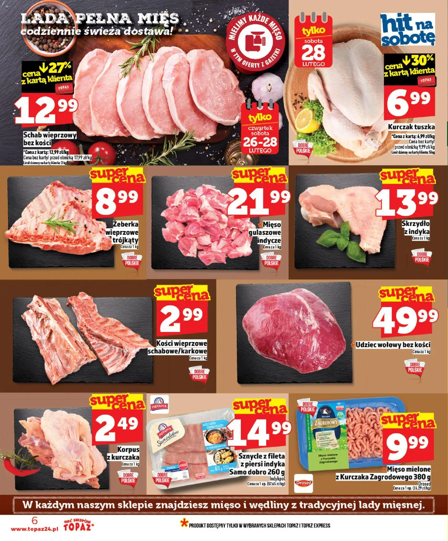 Topaz Gazetka MAZ od 26.02.2026 | Strona: 6 | Produkty: Karta, Kurczak, Mięso mielone, Wędliny