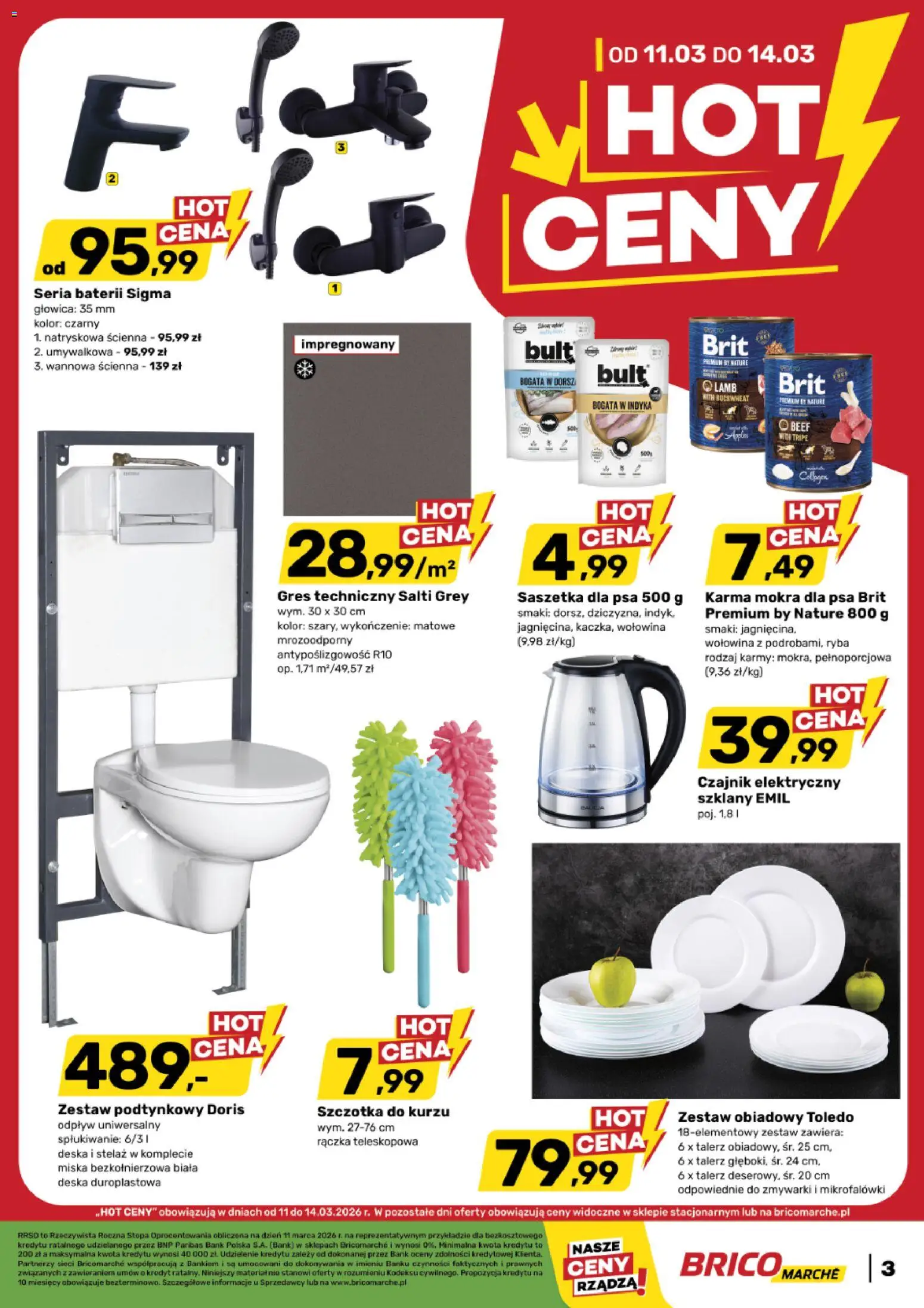 Brico Marché gazetka - Hot ceny od 11.03.2026 | Strona: 3 | Produkty: Czajnik, Wołowina, Zestaw obiadowy, Ryba