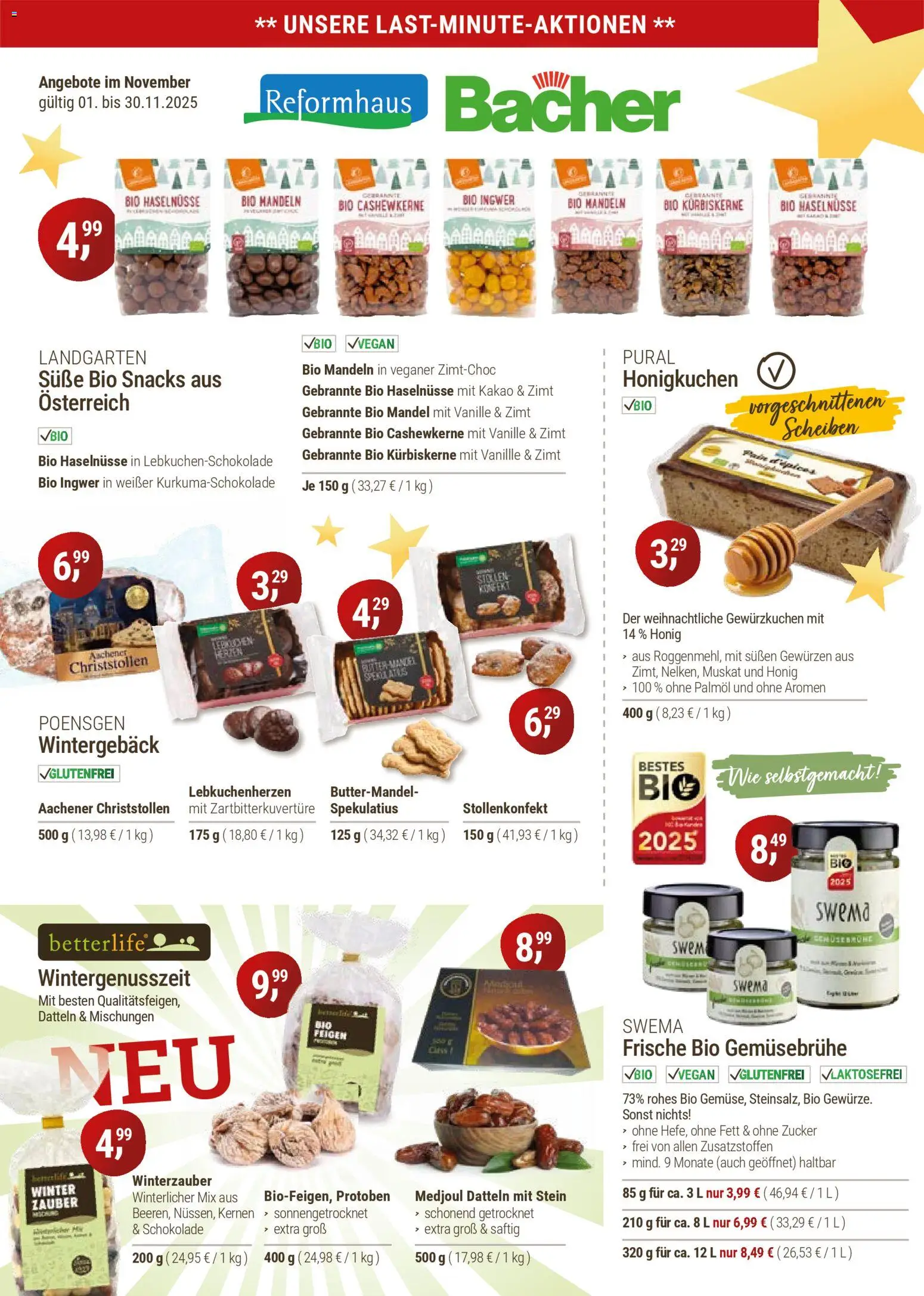 Reformhaus Bacher Prospekt 	 – gültig ab 01.11.2025 | Seite: 11 | Produkte: Schokolade, Mandeln, Zucker