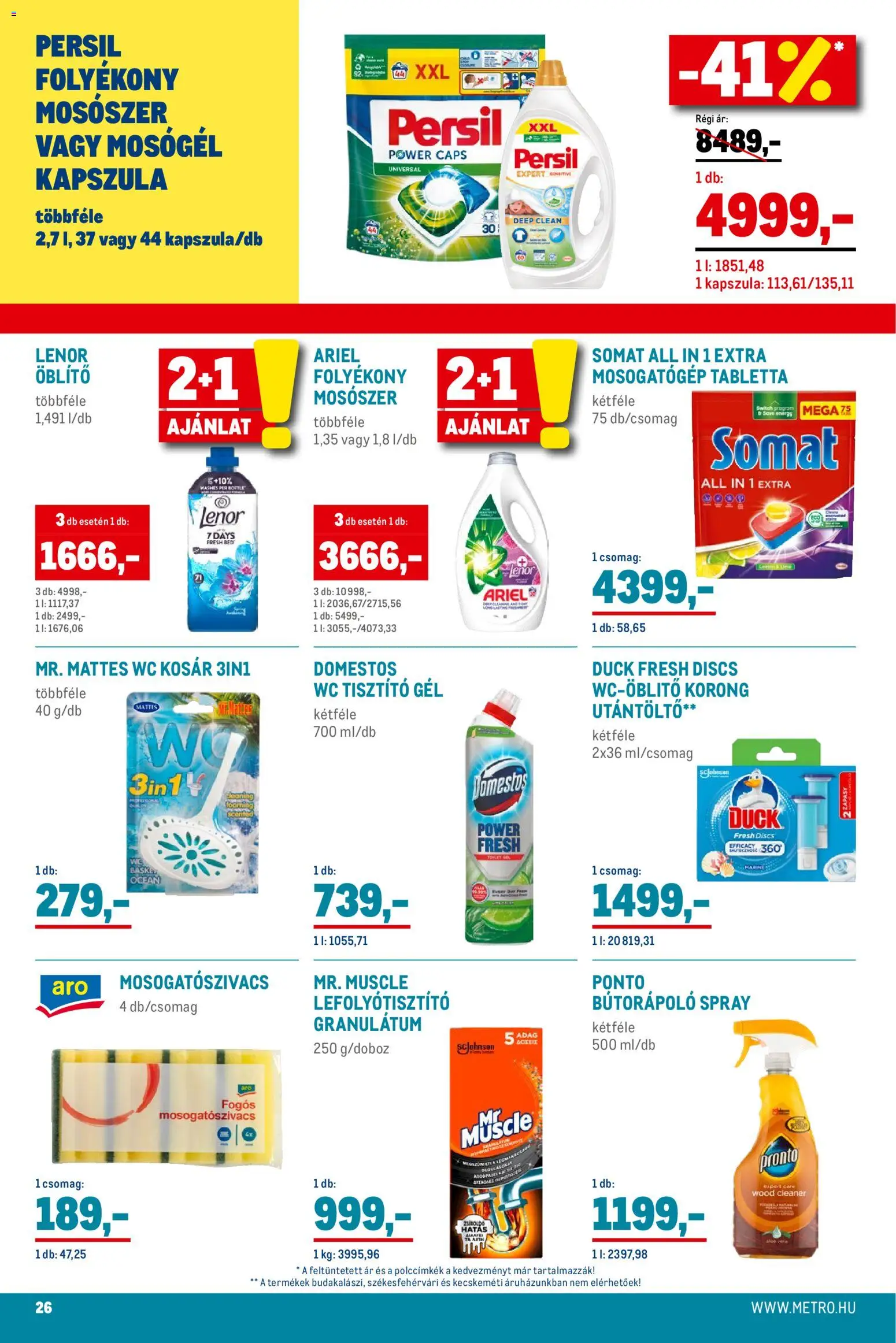 Metro akciós ujság - amely érvényes a következő dátumtól: 02.11.2025 | Oldal: 26 | Termékek: Persil, Mosógél, Öblítő, Mosószer