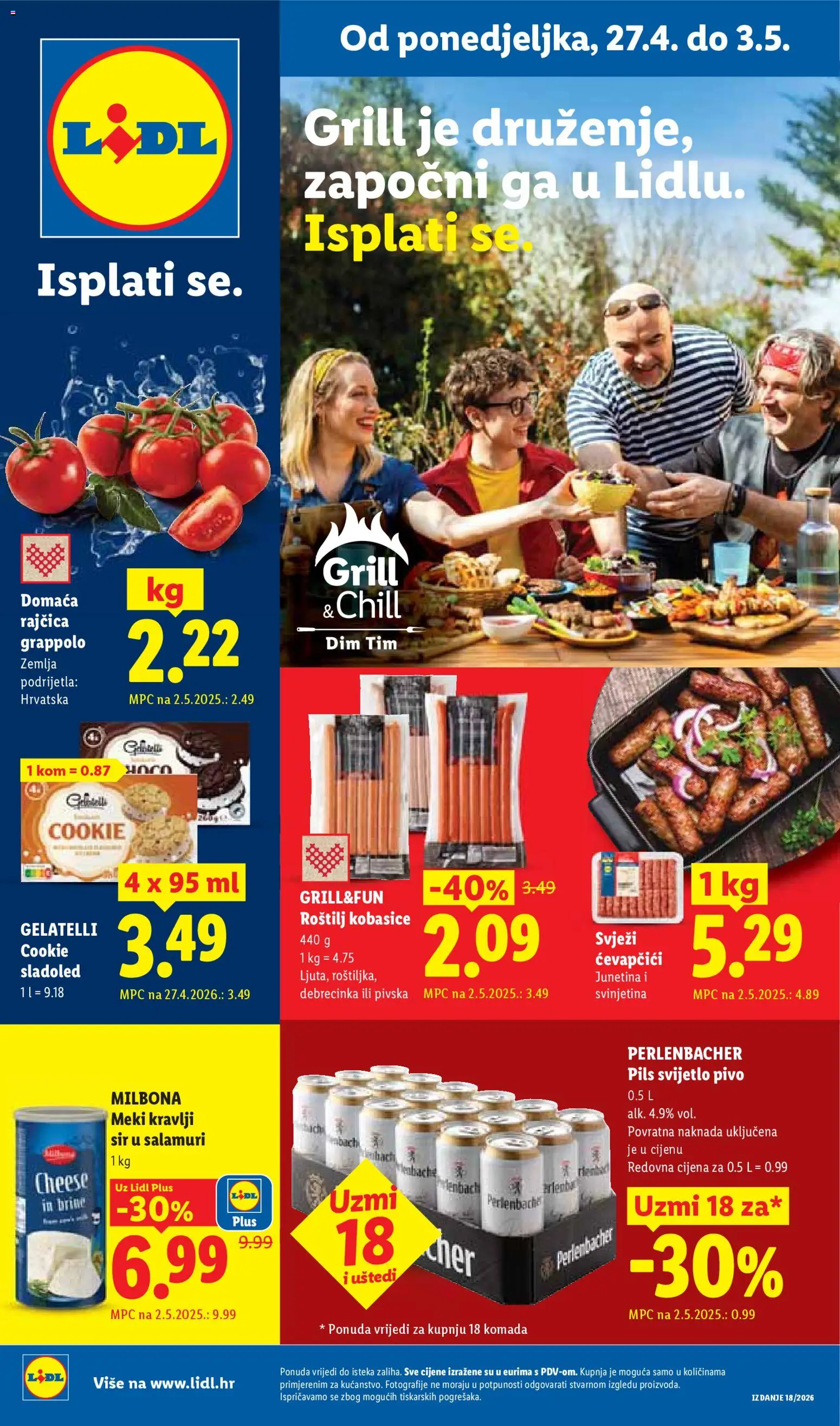Lidl katalog | vrijedi od 27.04.2026 | Stranica: 1 | Proizvodi: Sir, Pivo, Svinjetina, Sladoled