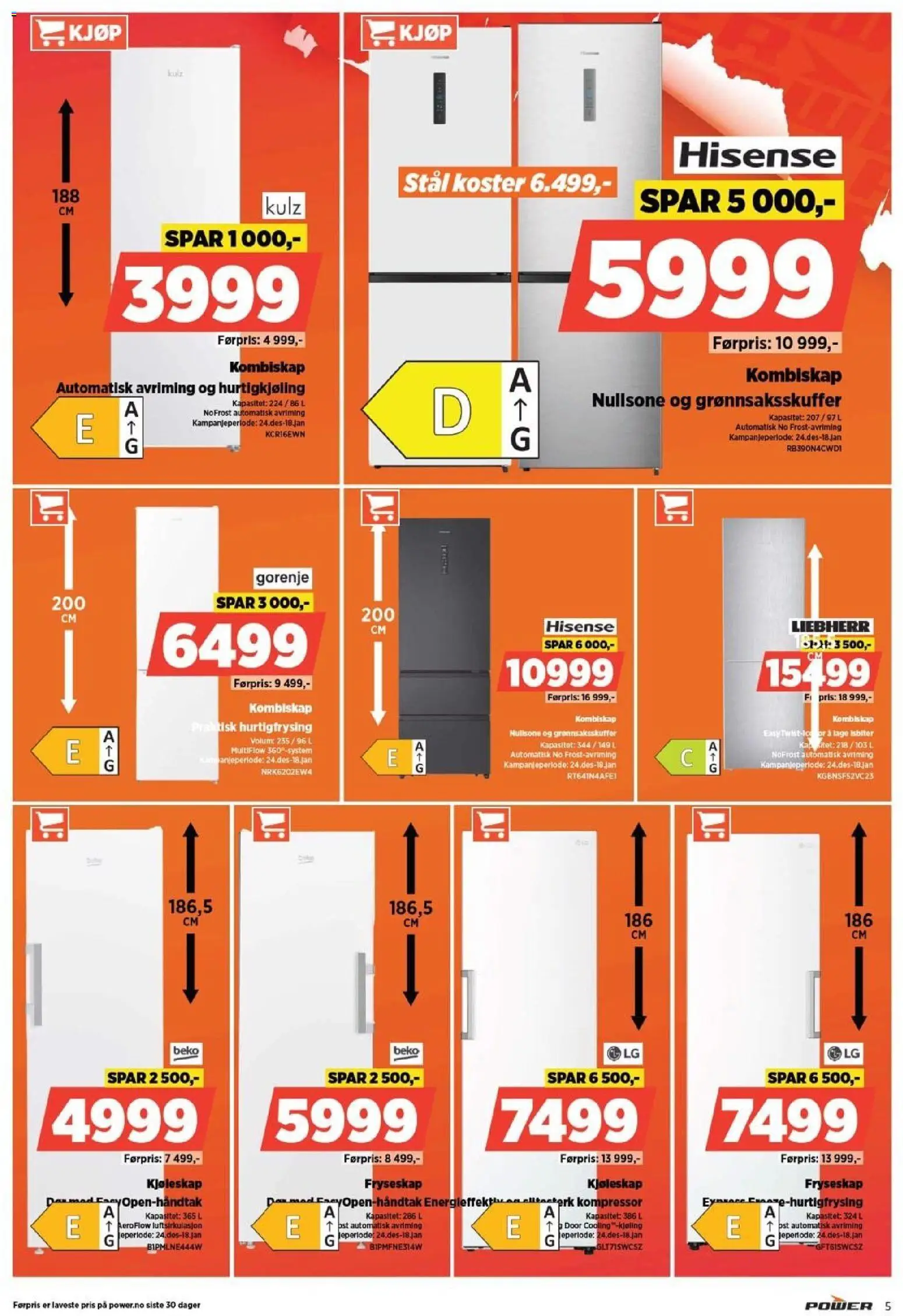 {H1} | Side: 5 | Produkter: Fryseskap, Kombiskap, Kjøleskap, Håndtak