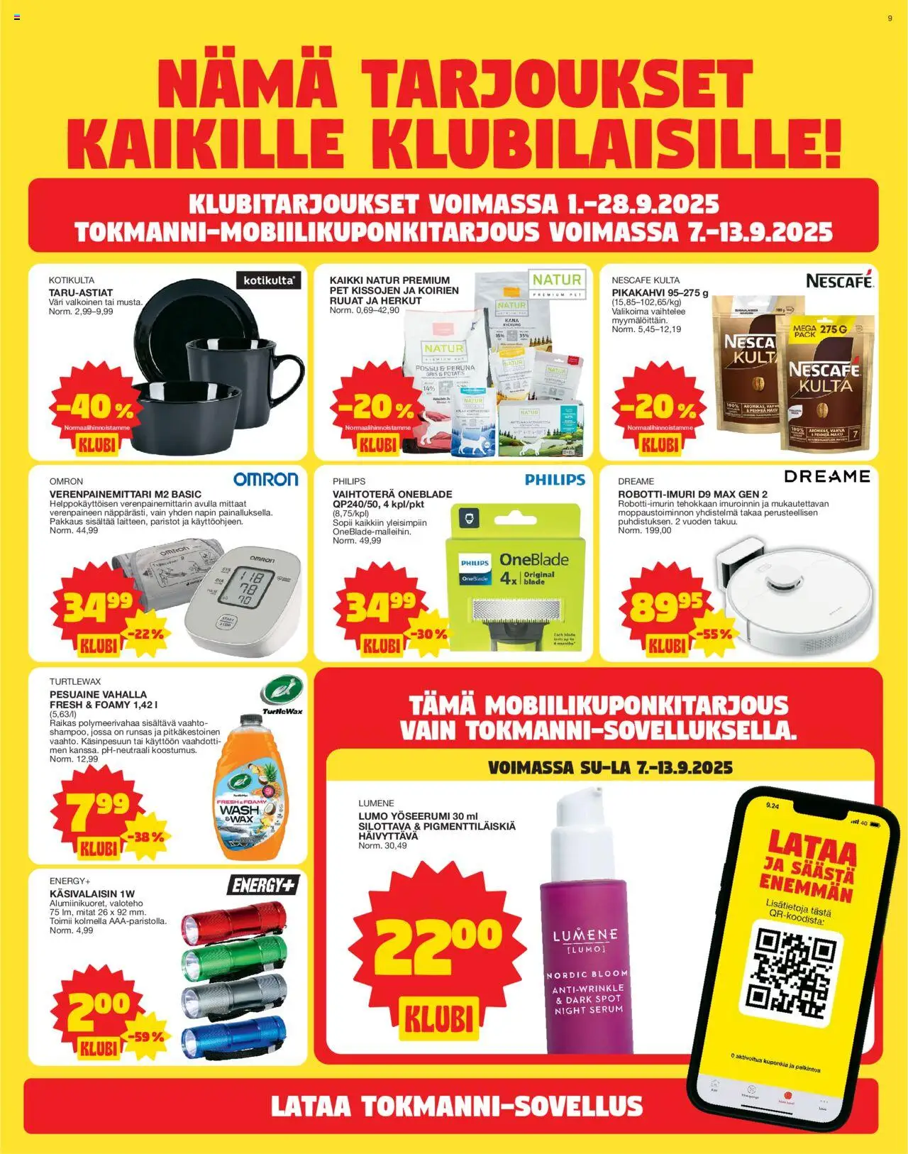 Tokmanni tarjoukset – voimassa 08.09.2025 alkaen | Sivu: 9 | Tuotteet: Shampoo, Pikakahvi, Pesuaine, Paristot