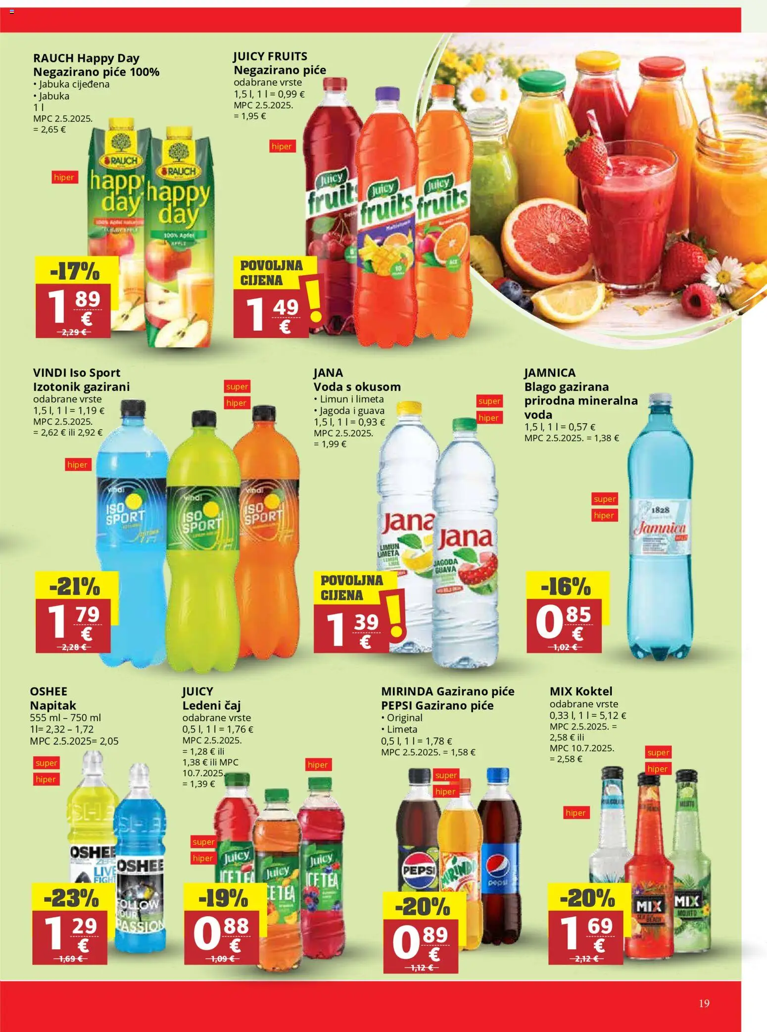 Ultra Gros katalog | vrijedi od 22.04.2026 | Stranica: 19 | Proizvodi: Pepsi, Ledeni čaj, Jamnica, Voda