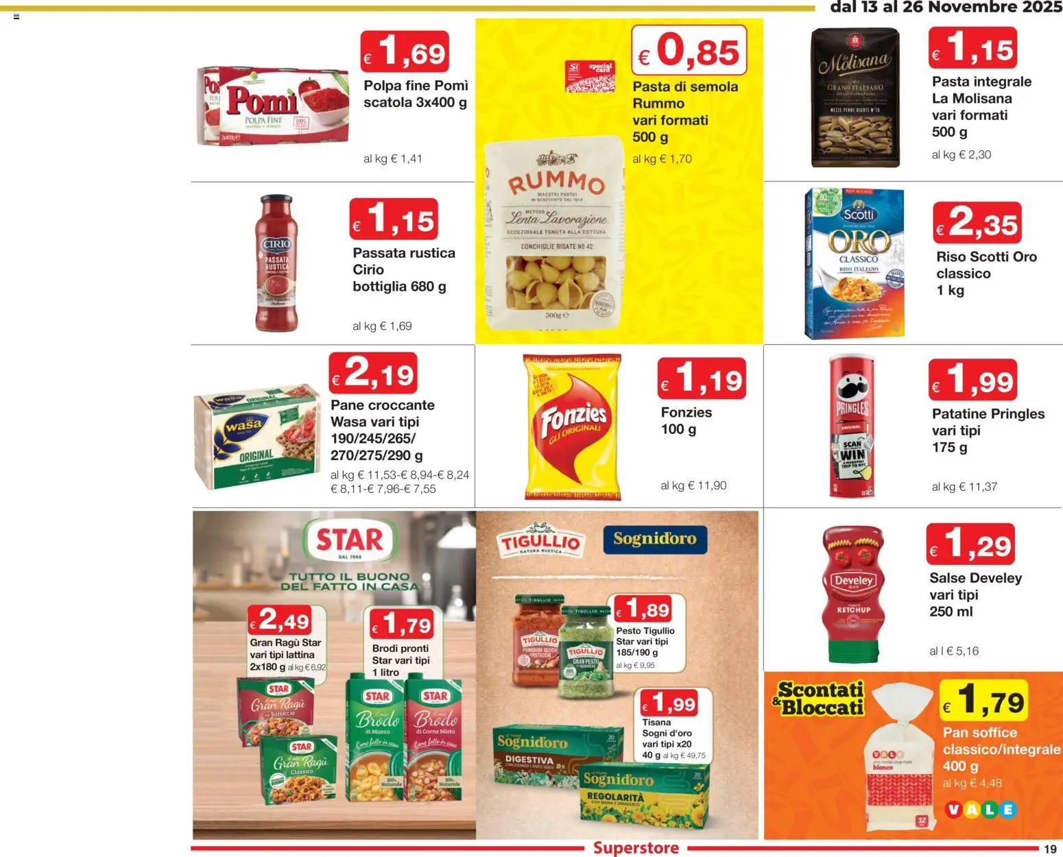 Volantino Sì con Te del 13.11.2025 | Pagina: 19 | Prodotti: Pane, Pasta, Ragú, Bottiglia