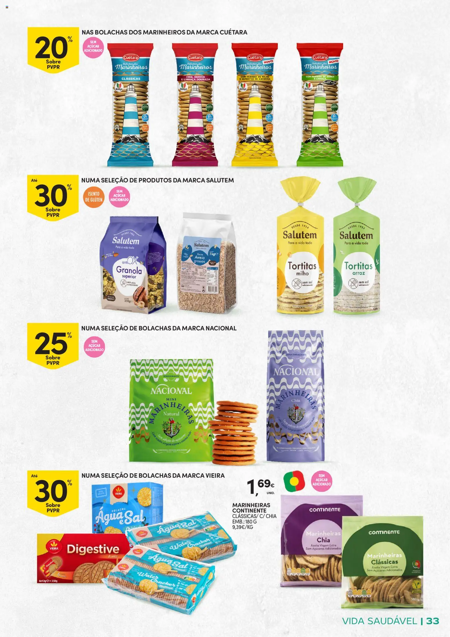 Continente - Vida Saudável: Passe a comer melhor │ válido de 20.01.2026 | Página: 33 | Produtos: Aveia, Azeite, Arroz, Massa