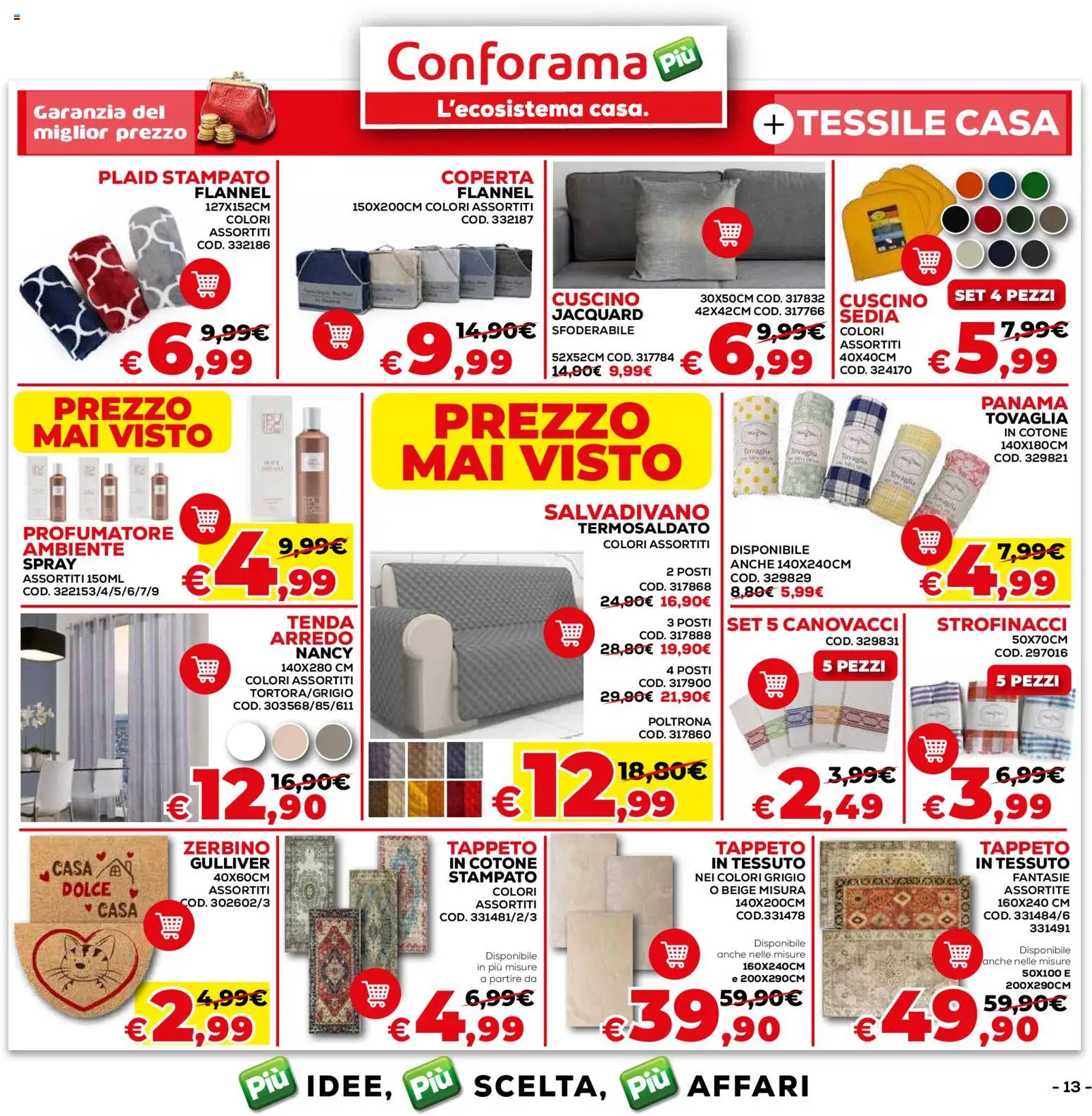 Volantino Conforama del 08.01.2026 | Pagina: 13 | Prodotti: Tenda, Coperta, Poltrona, Tappeto