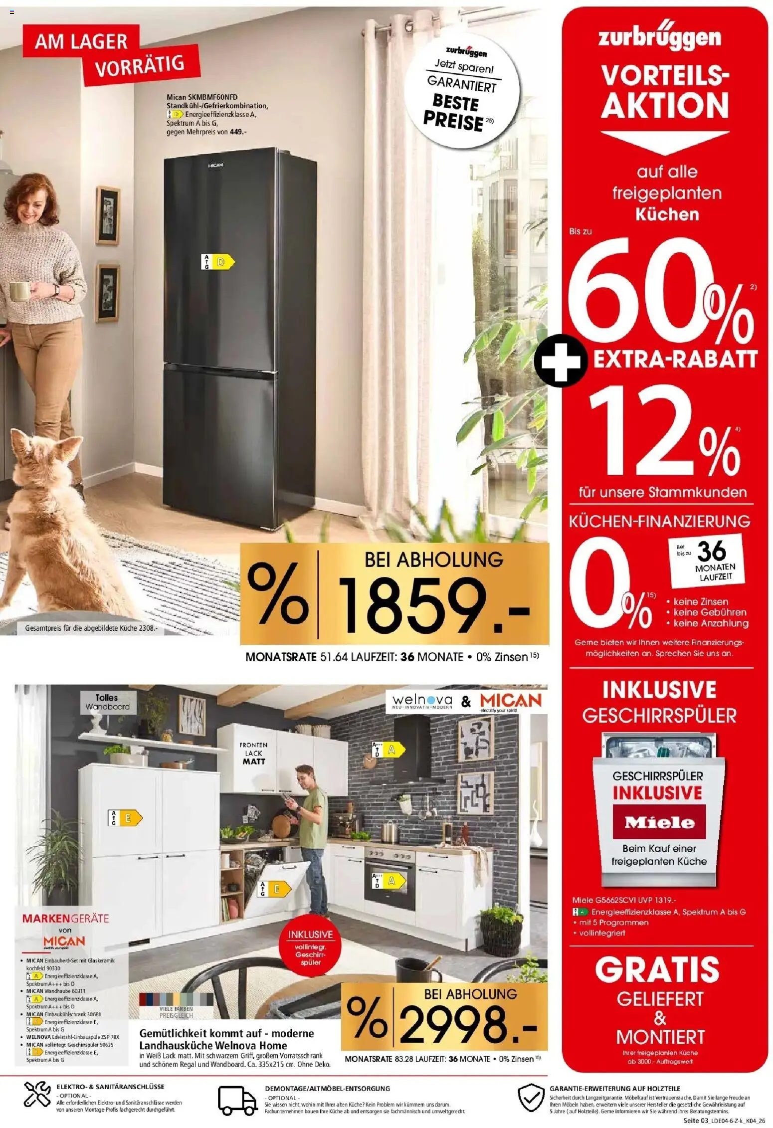 Zurbrüggen - Zurbrüggen: Küchen für ihr Zuhause – gültig ab 03.04.2026 | Seite: 3 | Produkte: Miele, Wandboard, Regal, Küche