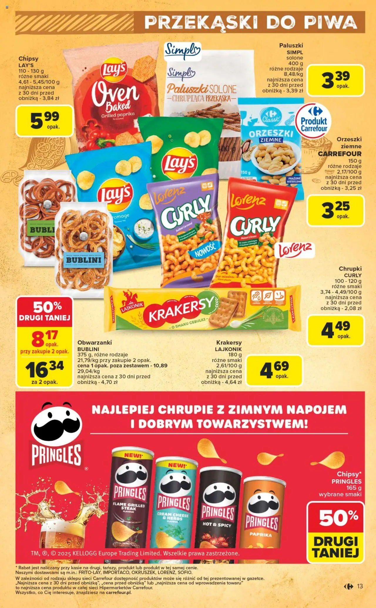 Carrefour Gazetka - Festiwal piwa od 16.06.2025 | Strona: 13 | Produkty: Chrupki, Paluszki, Krakersy, Orzeszki ziemne