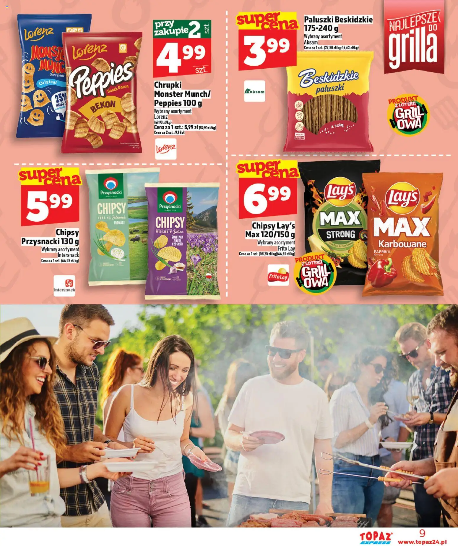 Topaz gazetka - Express od 23.04.2026 | Strona: 9 | Produkty: Chipsy, Chrupki, Bekon, Śmietana