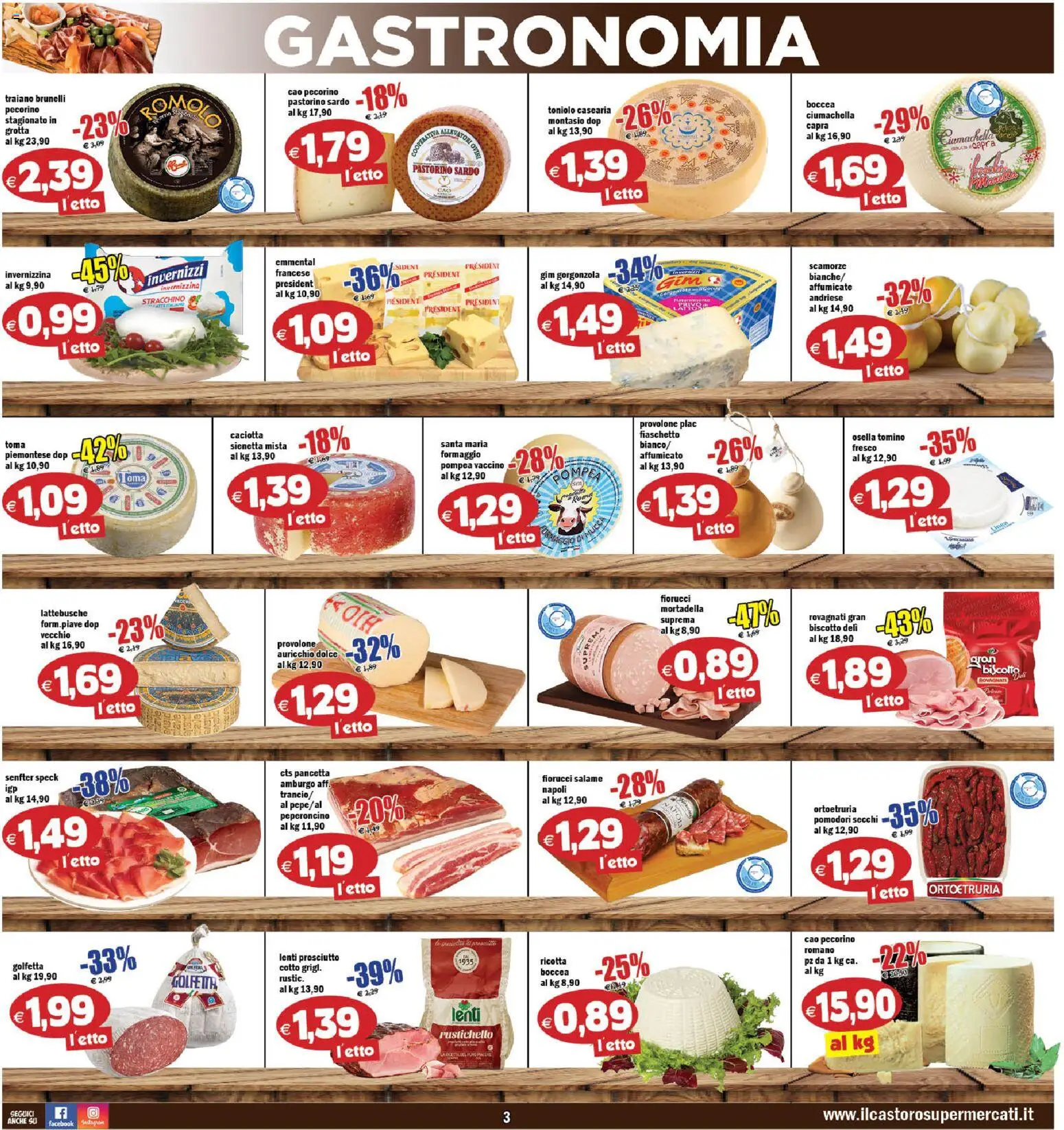Volantino Il Castoro del 07.11.2025 | Pagina: 3 | Prodotti: Prosciutto, Ricotta, Pecorino, Emmental