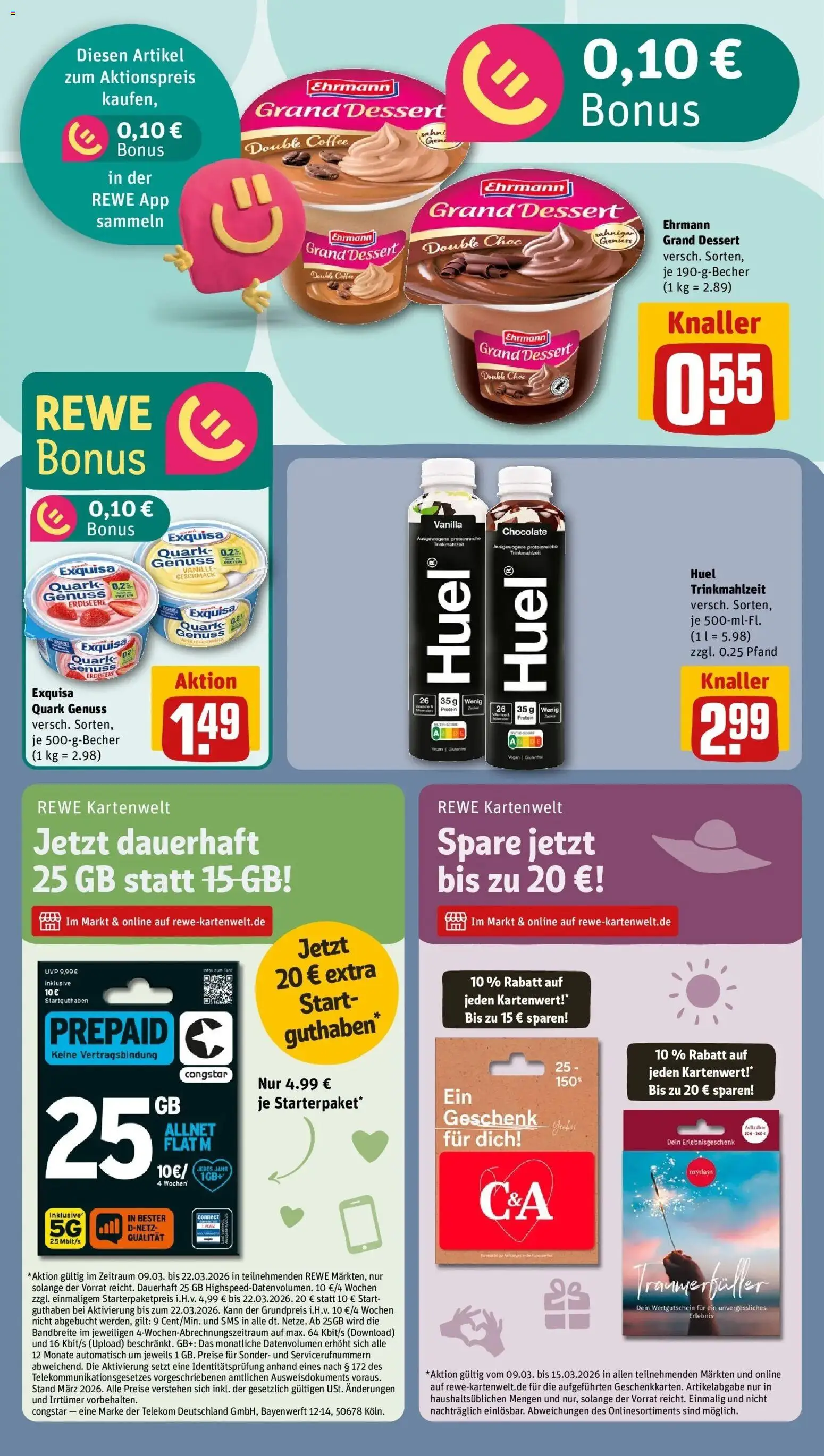 Rewe Prospekt Aurich	 – gültig ab 09.03.2026 | Seite: 10 | Produkte: Quark, Ehrmann grand dessert, Exquisa