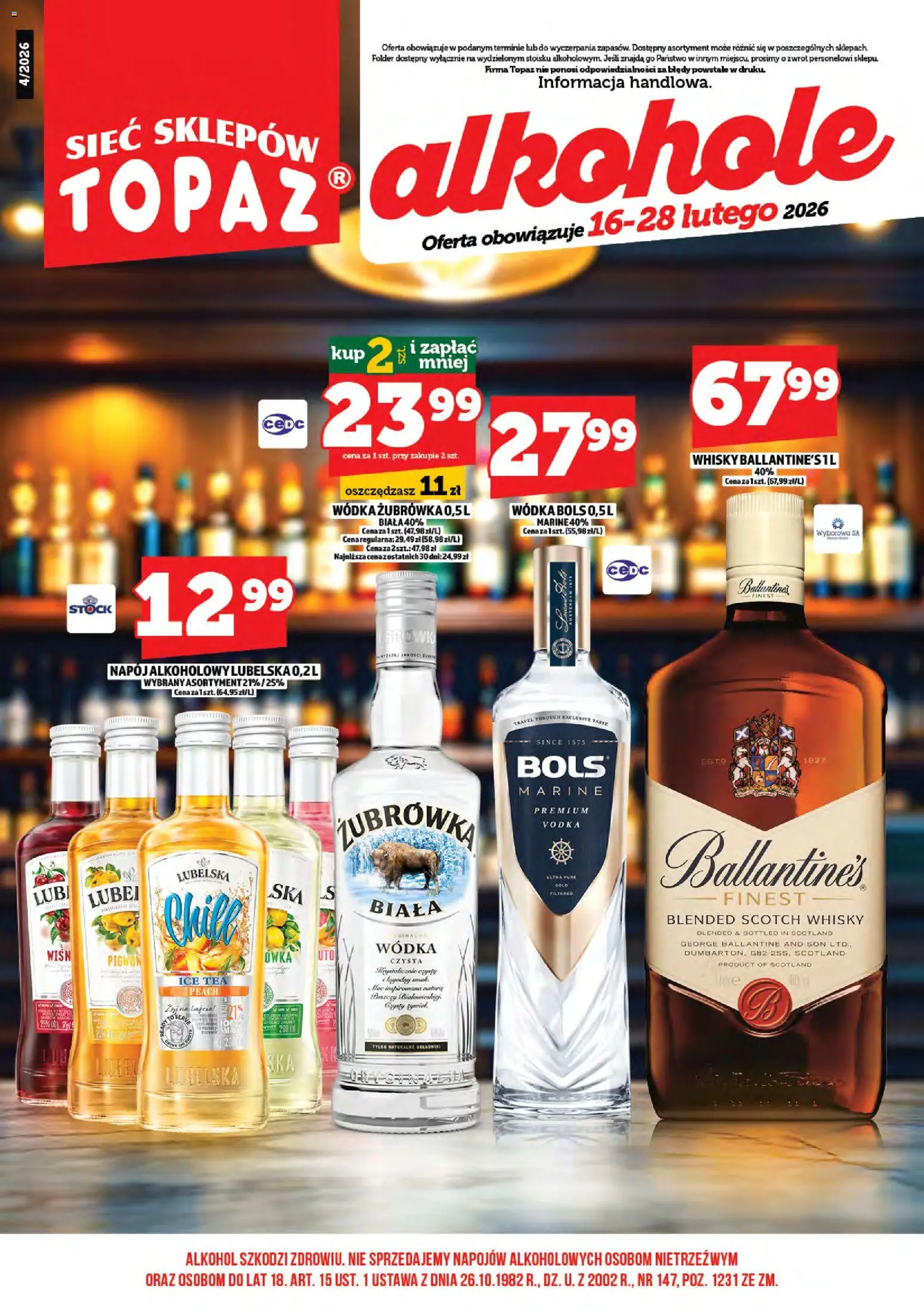 Topaz Gazetka alkoholowa od 16.02.2026 | Strona: 3 | Produkty: Ice Tea, Vodka, Alkohol, Wódka