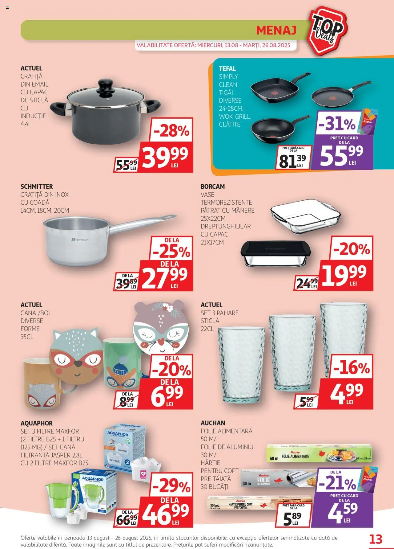 Catalog Auchan – valabil de la 13.08.2025 | Pagină: 13 | Produse: Pomelo, Pahare, Cratiță, Clătite