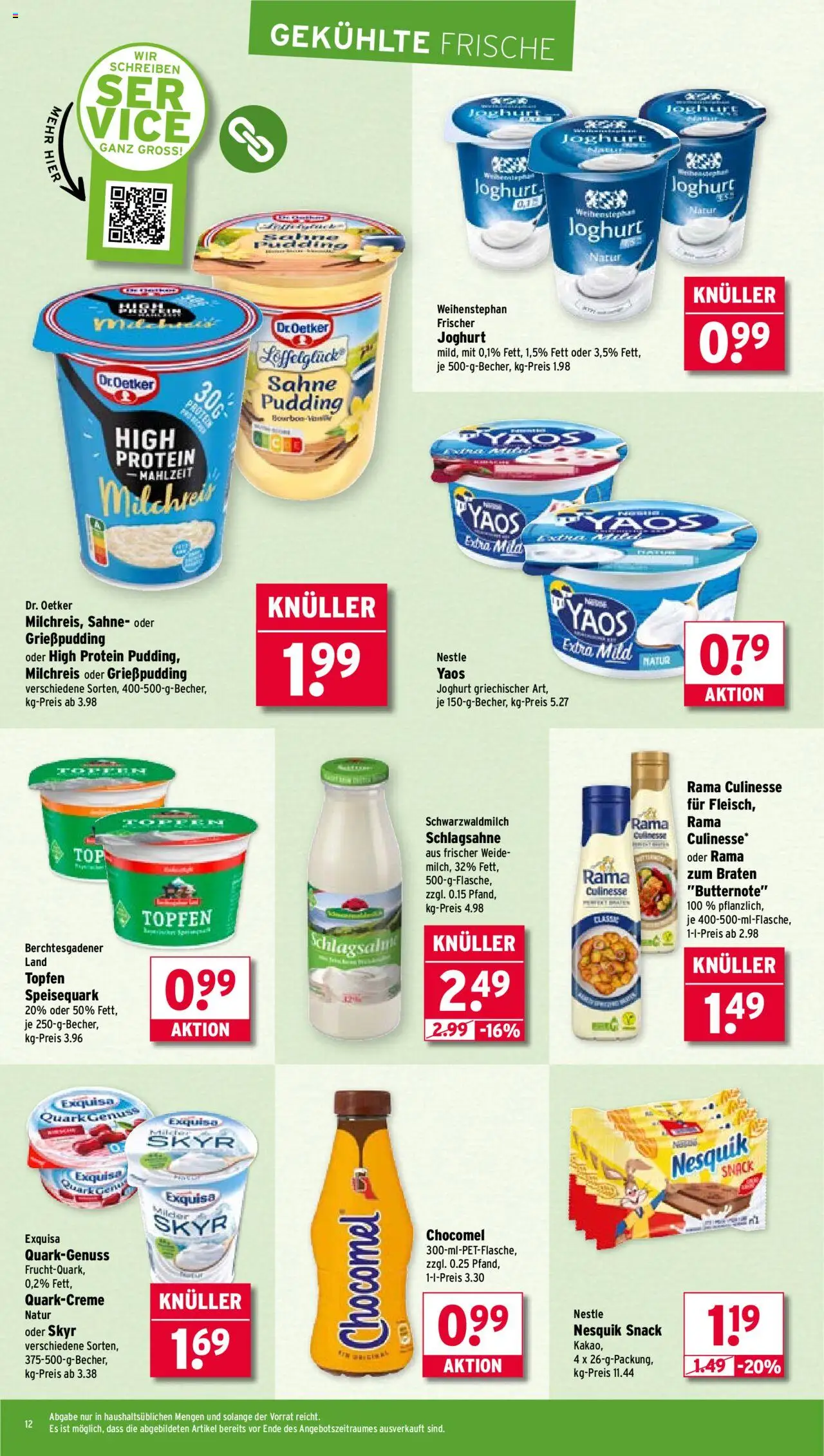 Wasgau Prospekt 	 - gültig ab dem 25.08.2025 | Seite: 12 | Produkte: Schlagsahne, Joghurt, Skyr, Chocomel