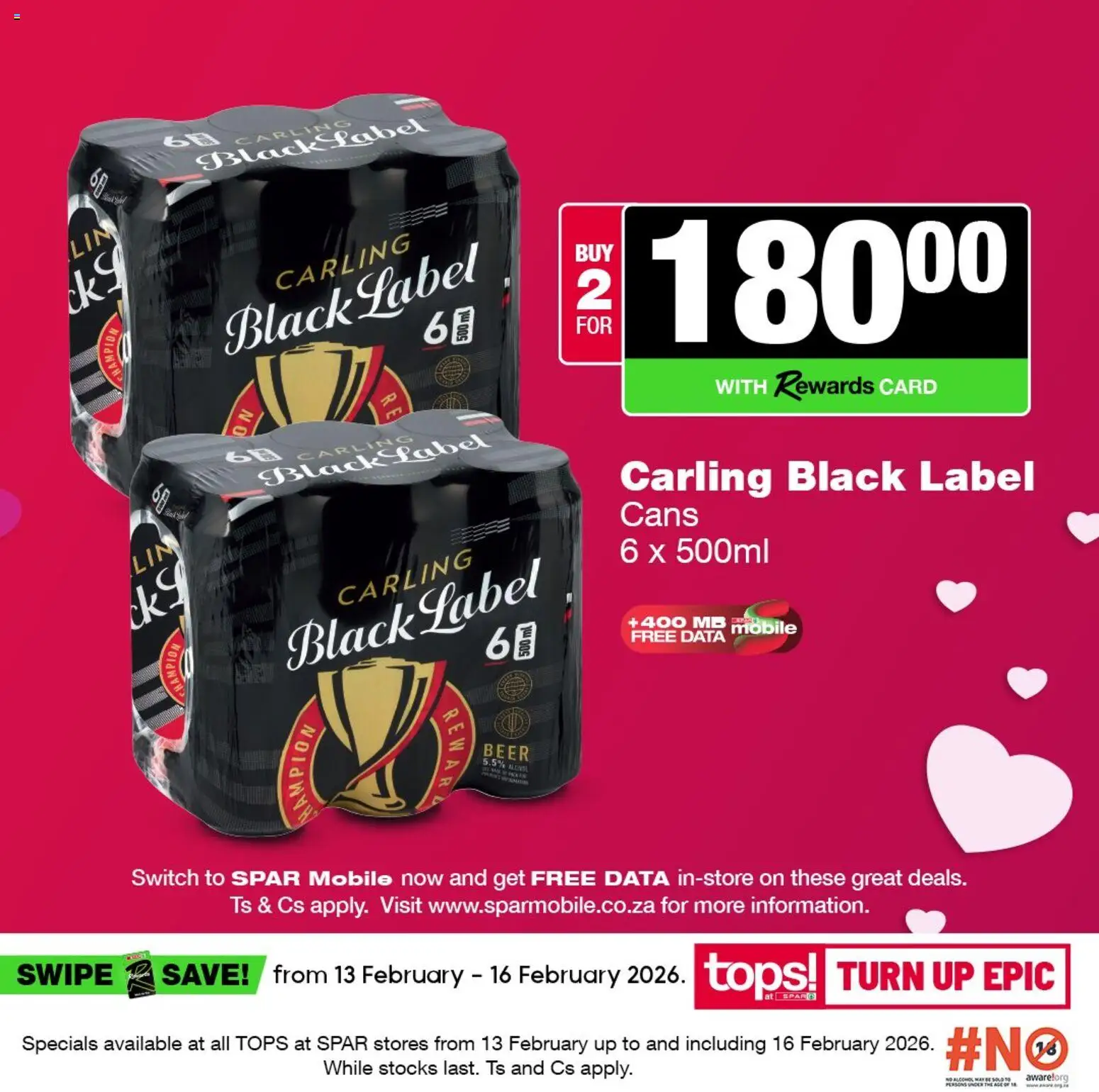 New Tops at Spar catalogue – valid from 13.02.2026 | Page: 8 | Products: Data, Beer, Switch