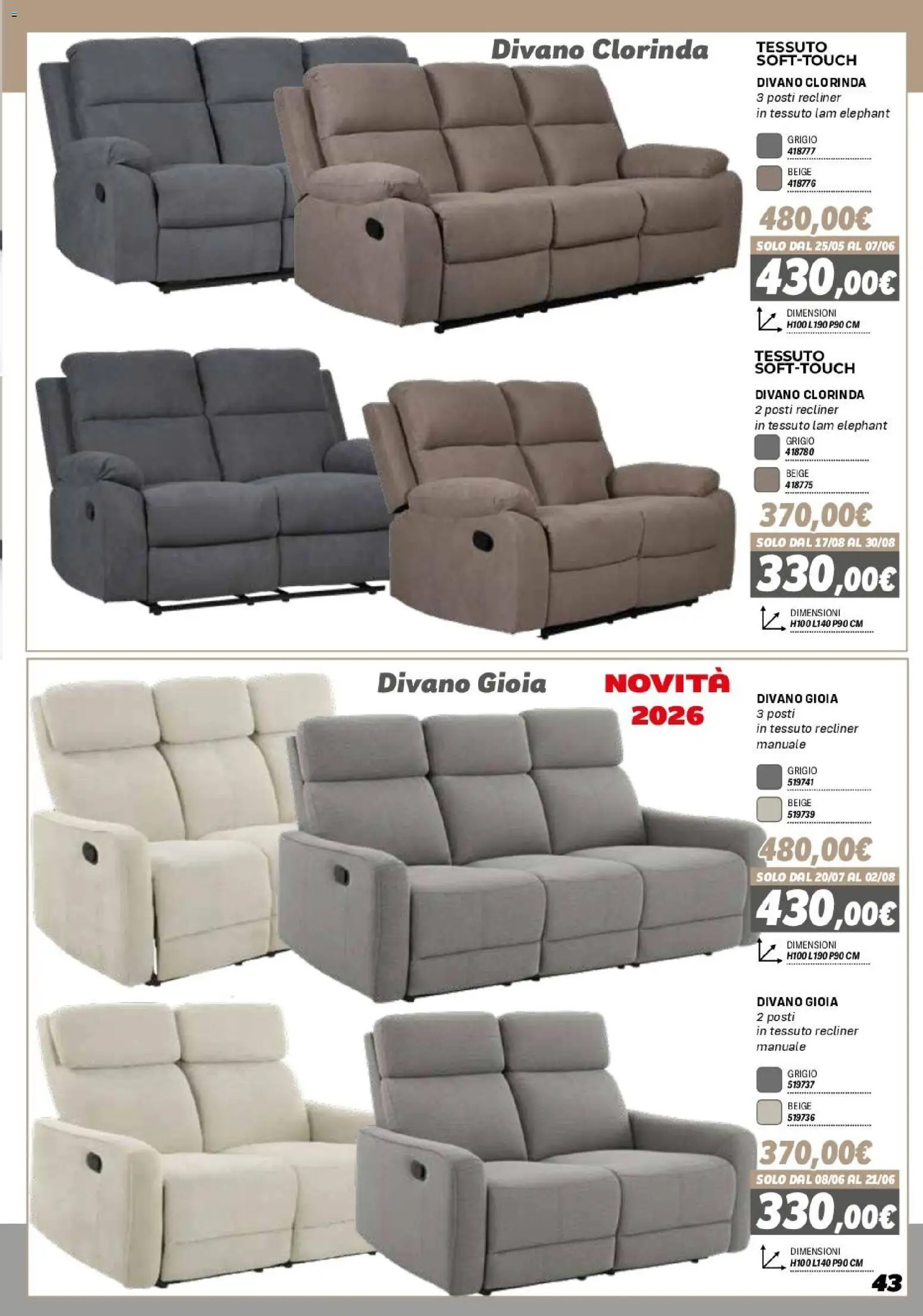 Volantino Orizzonte del 16.01.2026 | Pagina: 43 | Prodotti: Divano