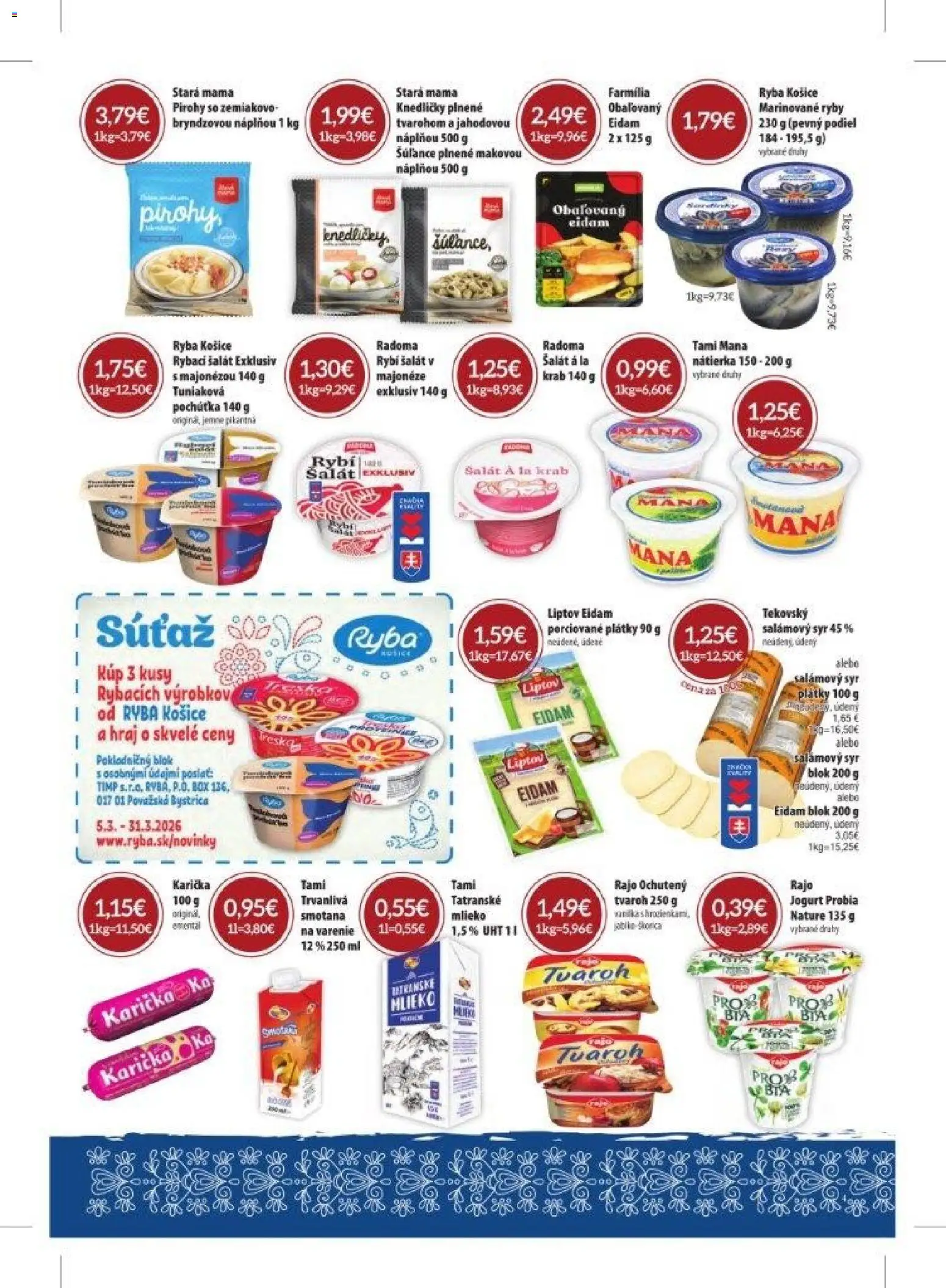 Nové KARMEN CBA akcie – leták je platný od 05.03.2026 | Strana: 4 | Produkty: Mlieko, Jogurt, Smotana, Šalát