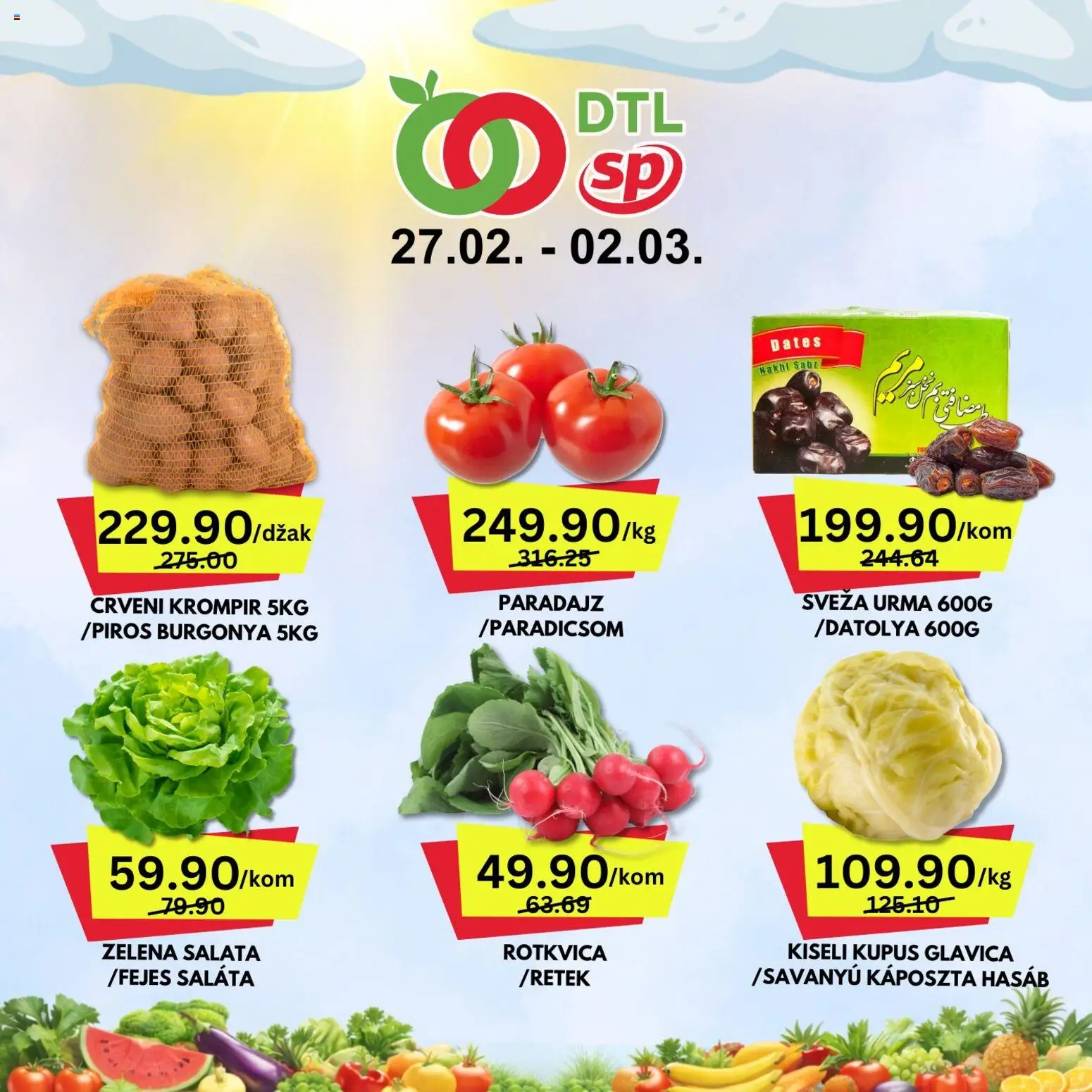 Senta Promet katalog - važi od 27.02.2026 | Strana: 1 | Proizvode: Crveni krompir, Kiseli kupus, Krompir, Paradajz