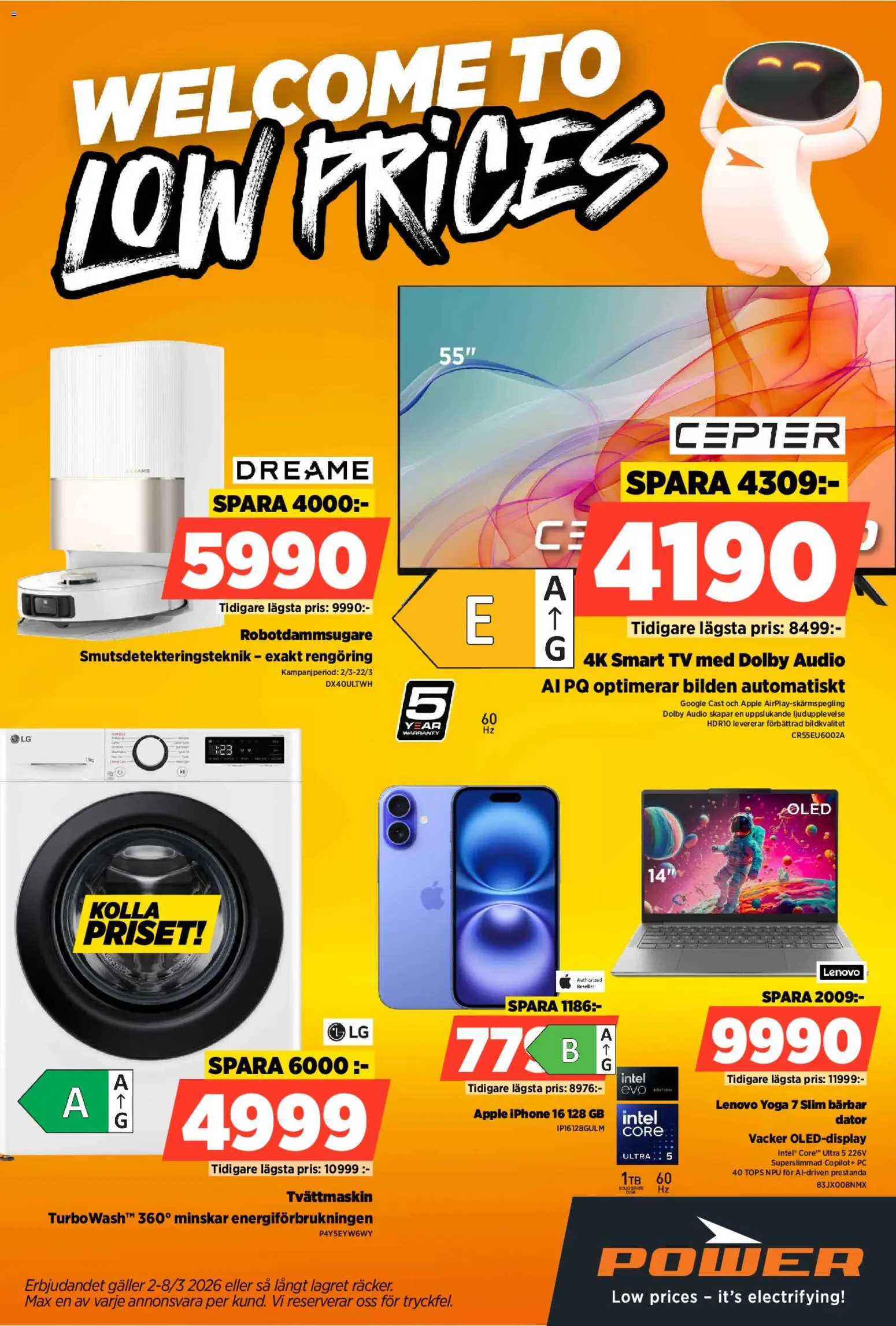 Power reklamblad aktuell från 02.03.2026 | Sida: 1 | Produkter: Galler, Äpple, Smart tv, Tops