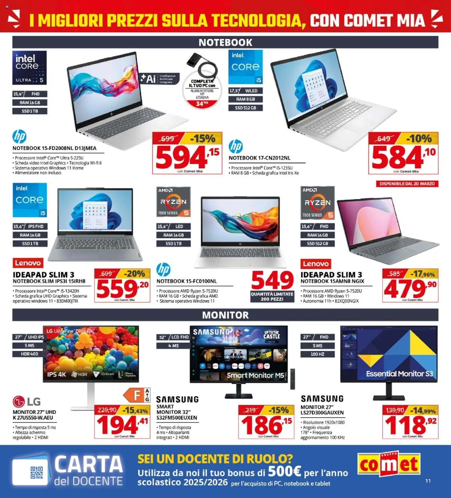 Volantino Comet volantino del 19.03.2026 | Pagina: 11 | Prodotti: Notebook, The, Tablet, Samsung