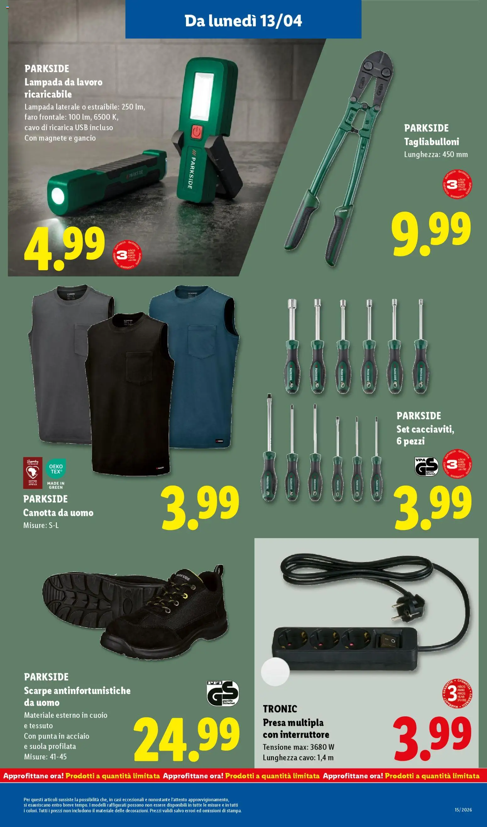 Volantino Lidl del 09.04.2026 | Pagina: 41 | Prodotti: Presa multipla, Scarpe, Cavo, USB