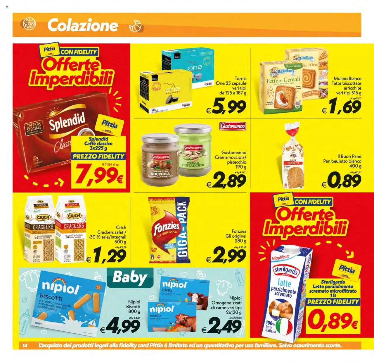 Volantino SuperConveniente del 12.08.2025 | Pagina: 14 | Prodotti: Pane, Biscotti, Vitello, Fette biscottate