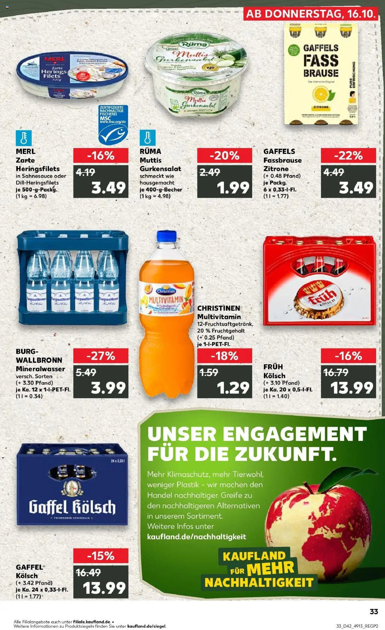 Kaufland prospekt Erftstadt	 – gültig ab 19.10.2025 | Seite: 33 | Produkte: Mineralwasser, Zitrone, Fassbrause